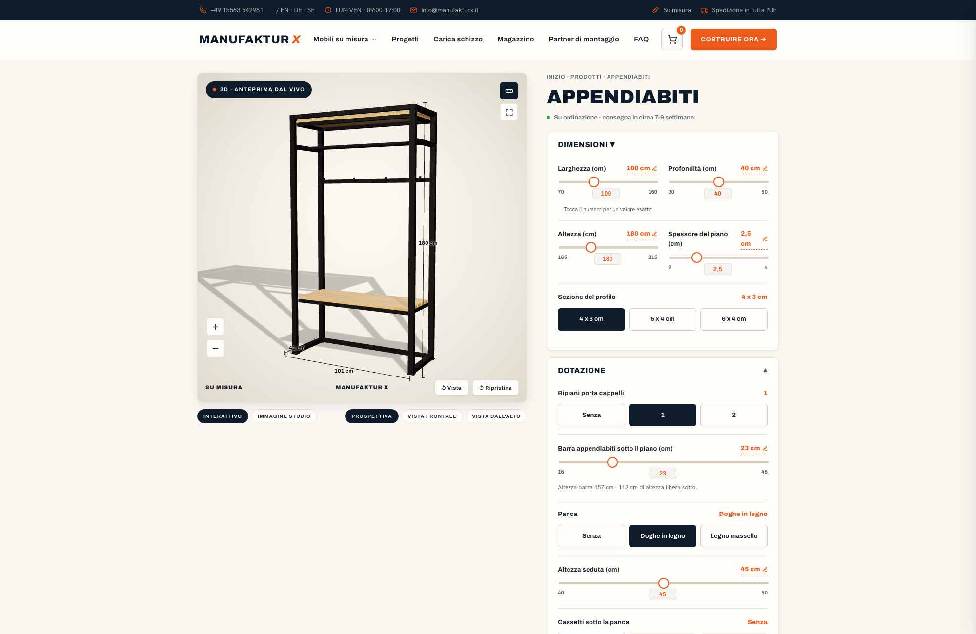 Appendiabiti - 3D-configuratore, Manufaktur X