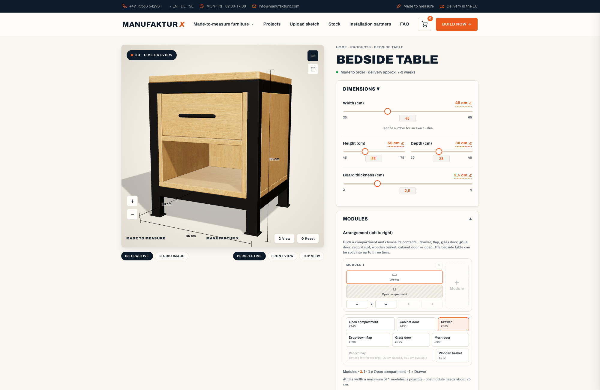 Bedside table - 3D-configurator, Manufaktur X