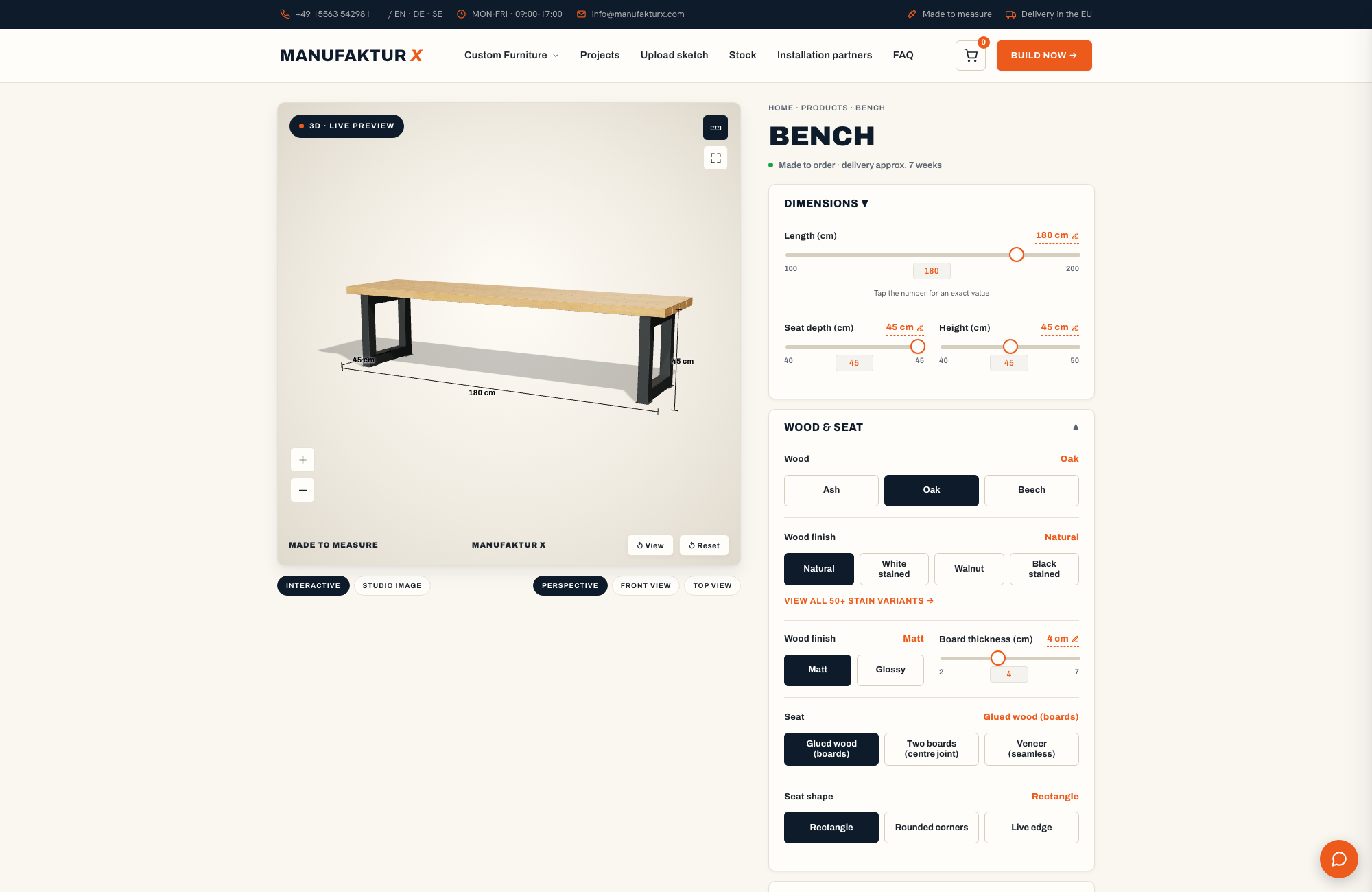Bench - 3D-configurator, Manufaktur X
