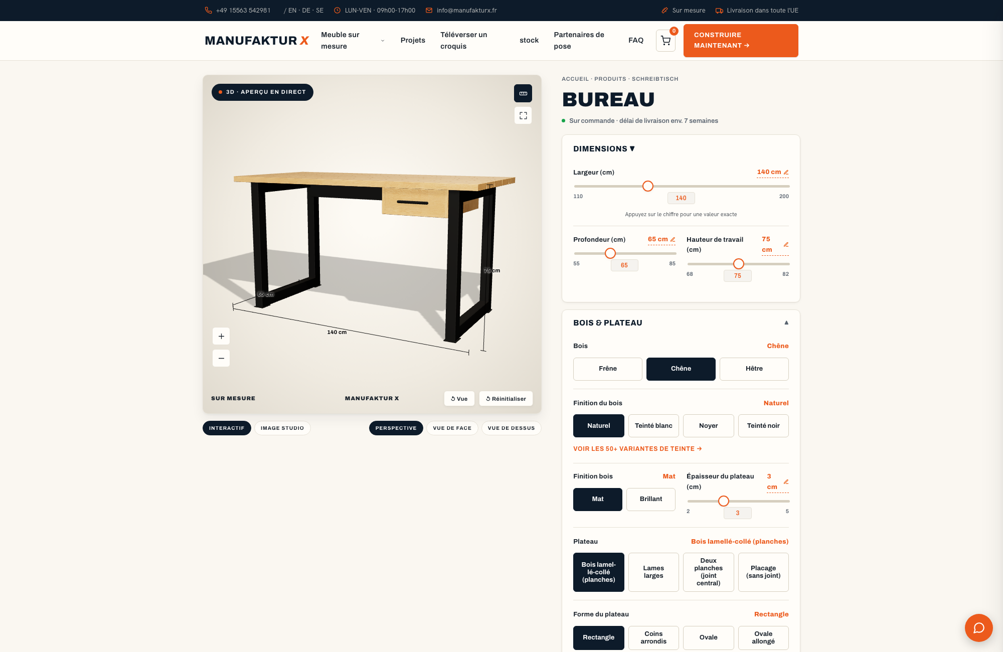 Bureau - 3D-configurateur, Manufaktur X
