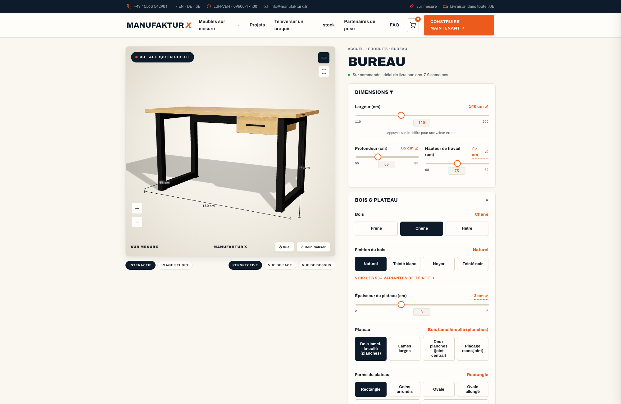Bureau - 3D-configurateur, Manufaktur X