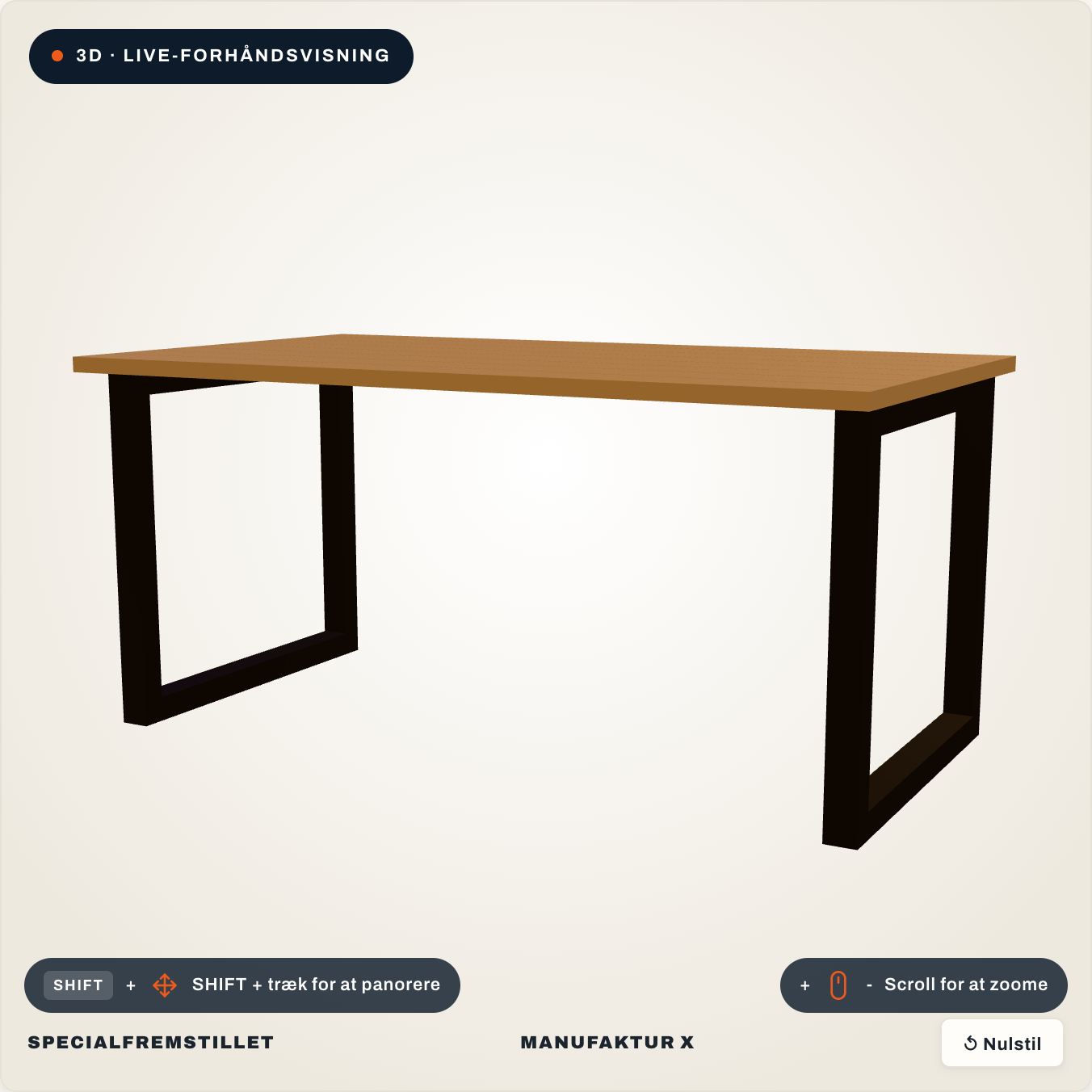 Spisebord - 3D-Konfigurator, Manufaktur X