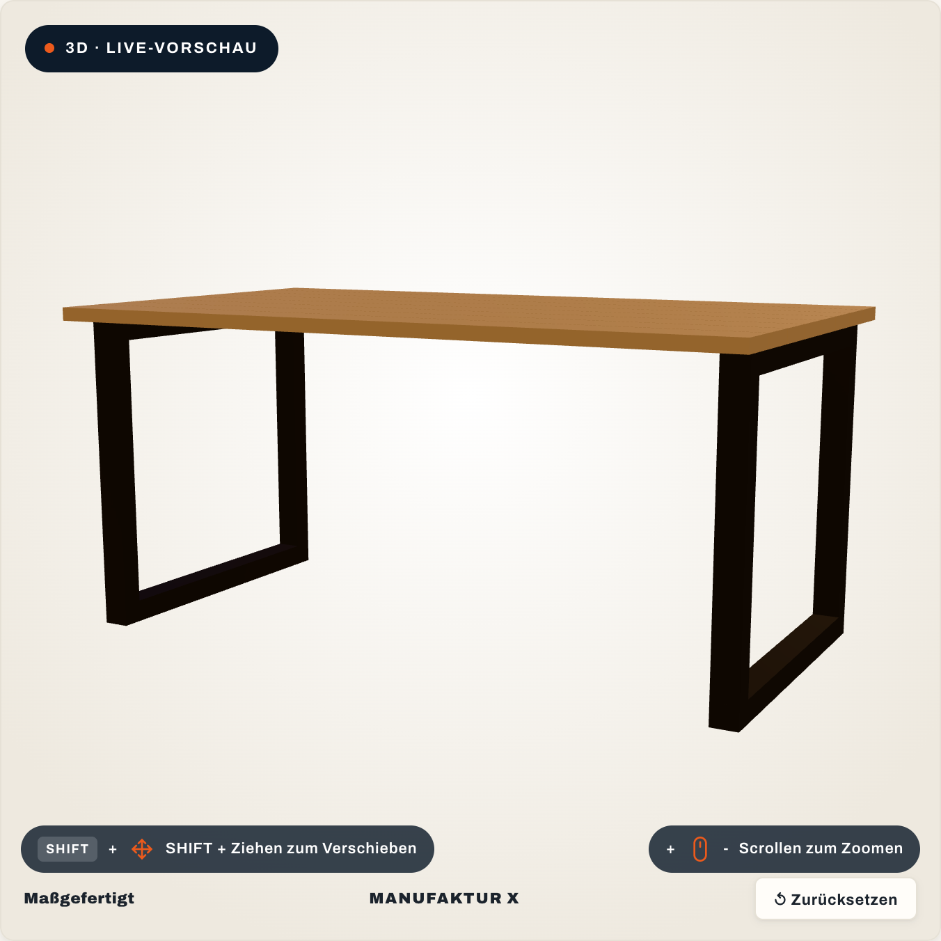 Esstisch - 3D-Konfigurator, Manufaktur X