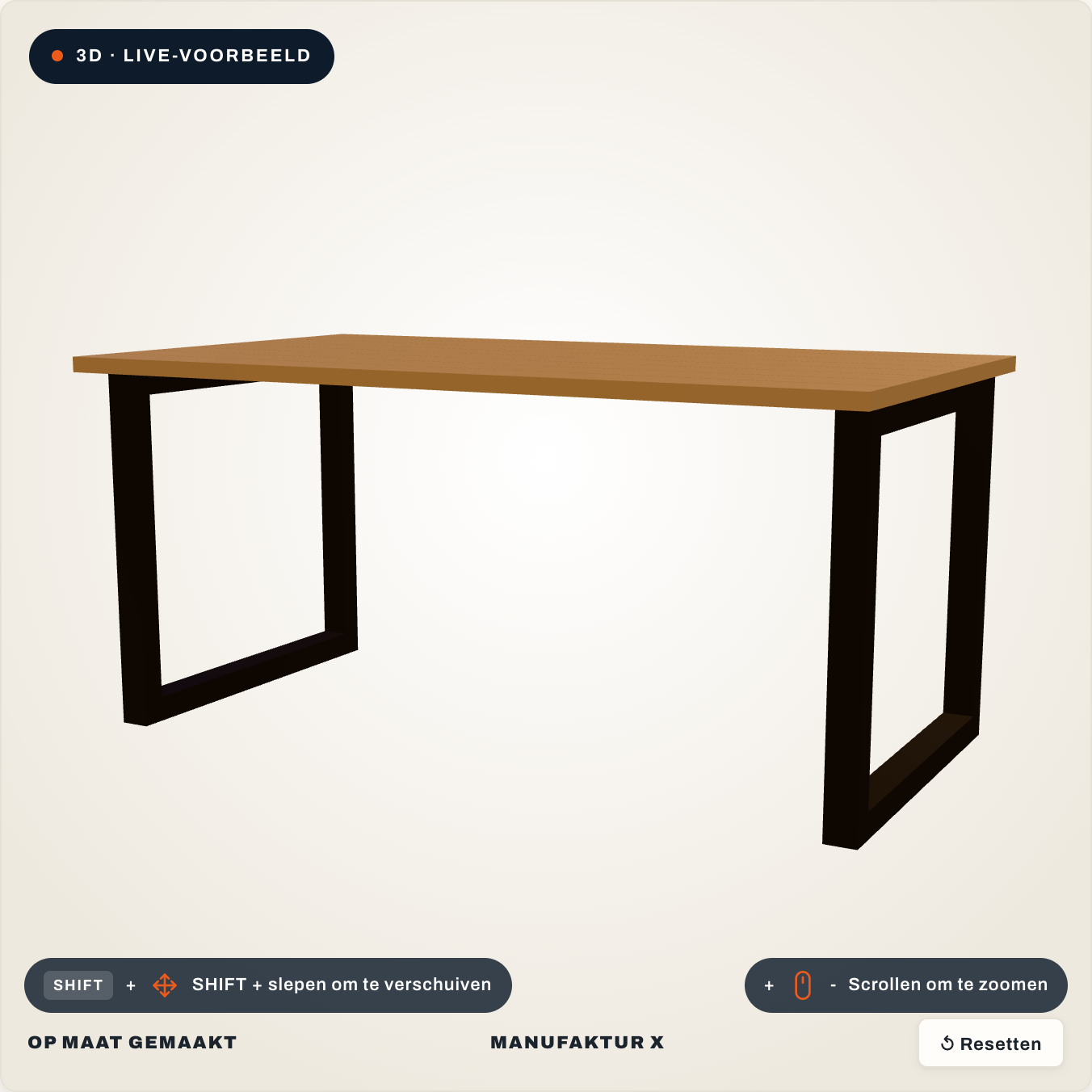 Eettafel - 3D-Konfigurator, Manufaktur X