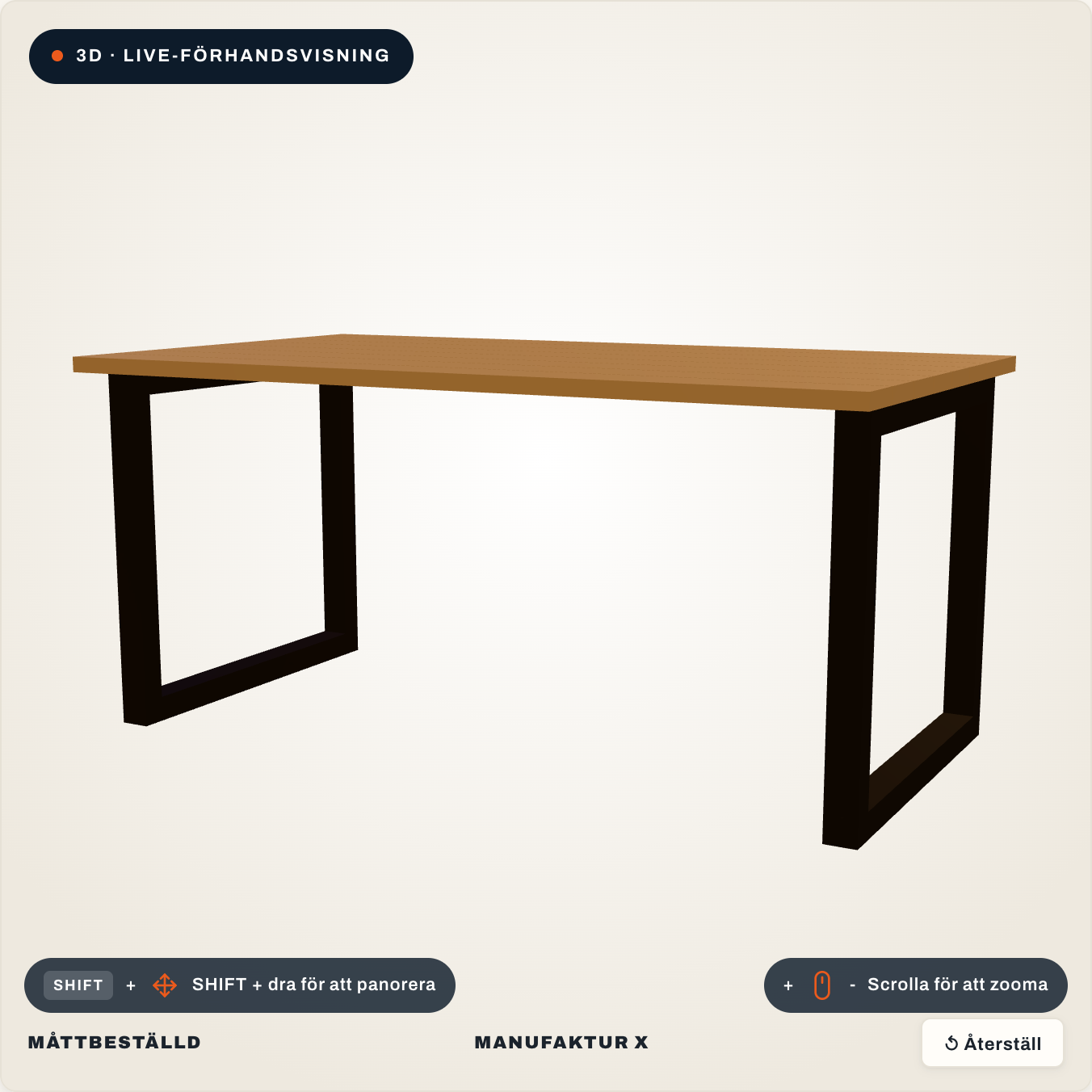 Matbord - 3D-Konfigurator, Manufaktur X