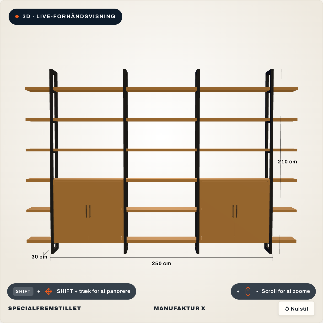 Den store reol - 3D-Konfigurator, Manufaktur X