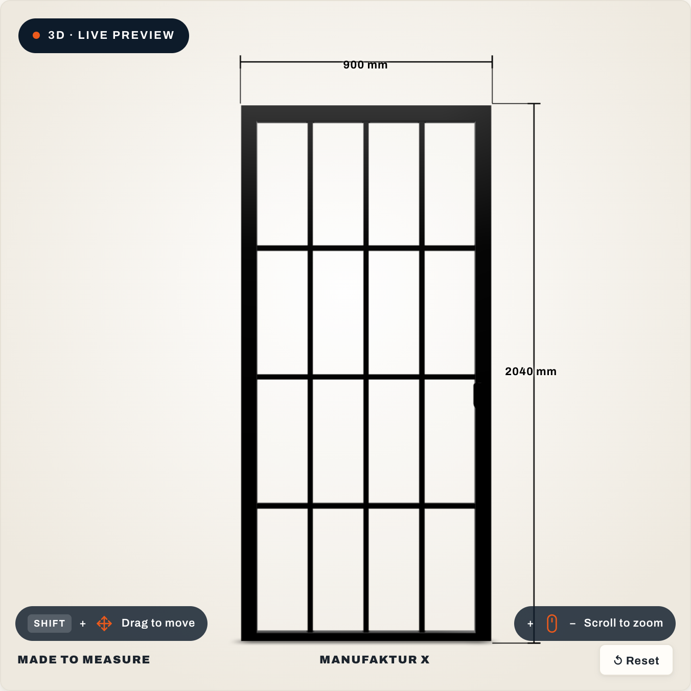 Loft door - 3D-Konfigurator, Manufaktur X