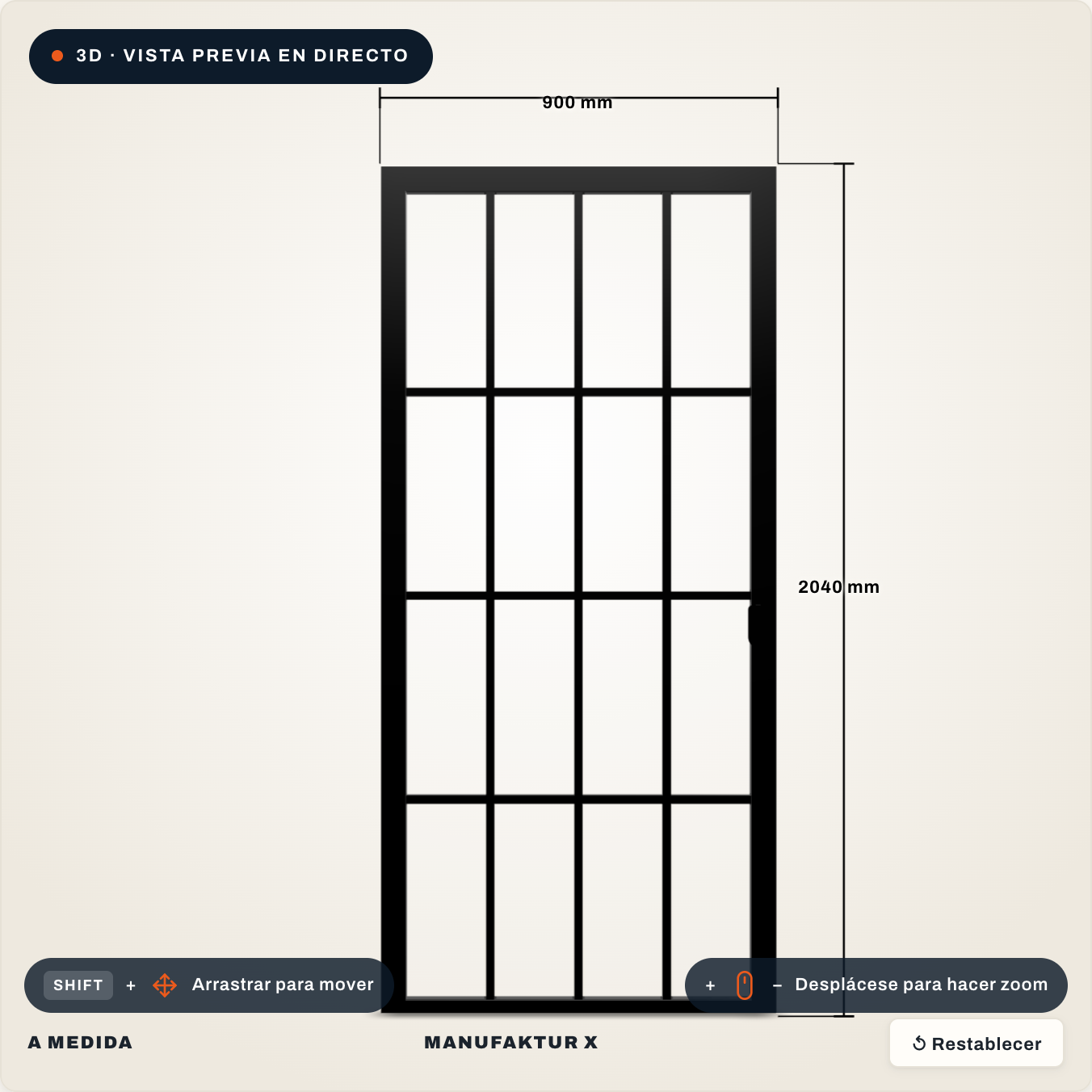 Puerta loft - 3D-Konfigurator, Manufaktur X