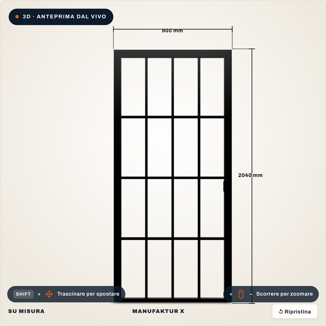 Porta loft - 3D-Konfigurator, Manufaktur X