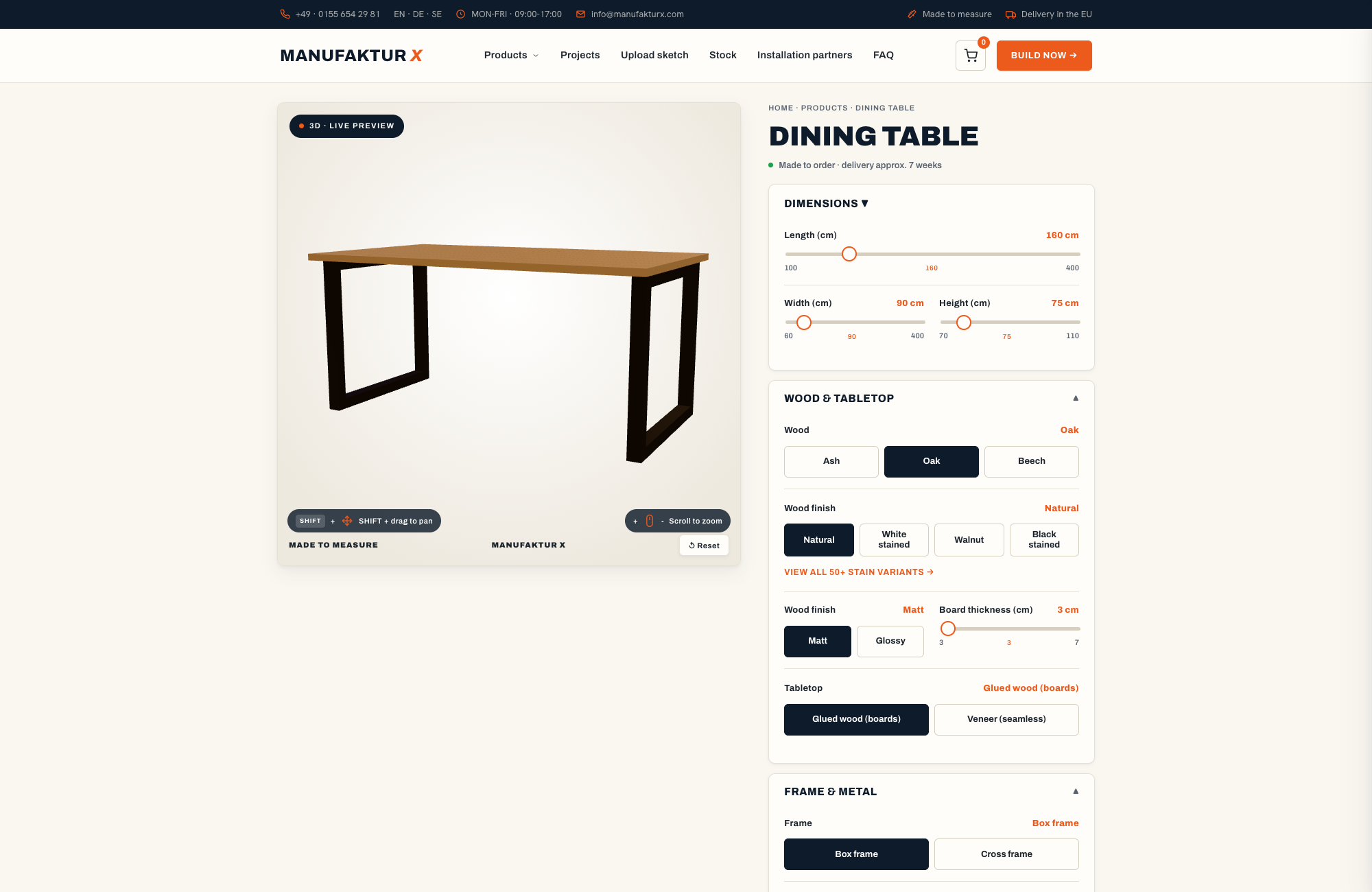 Dining table - 3D-configurator, Manufaktur X