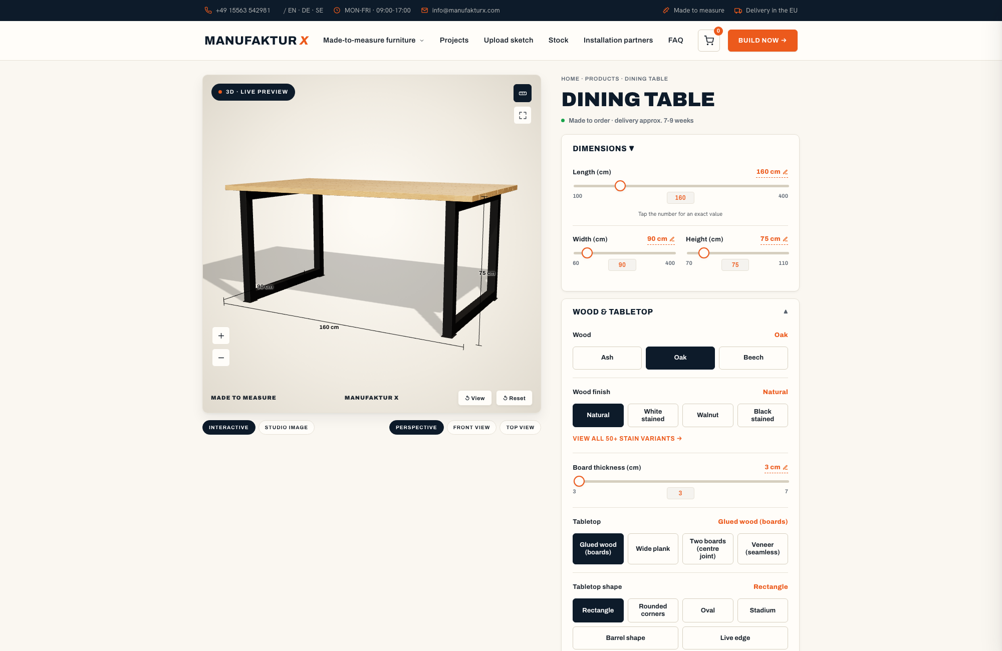 Dining table - 3D-configurator, Manufaktur X