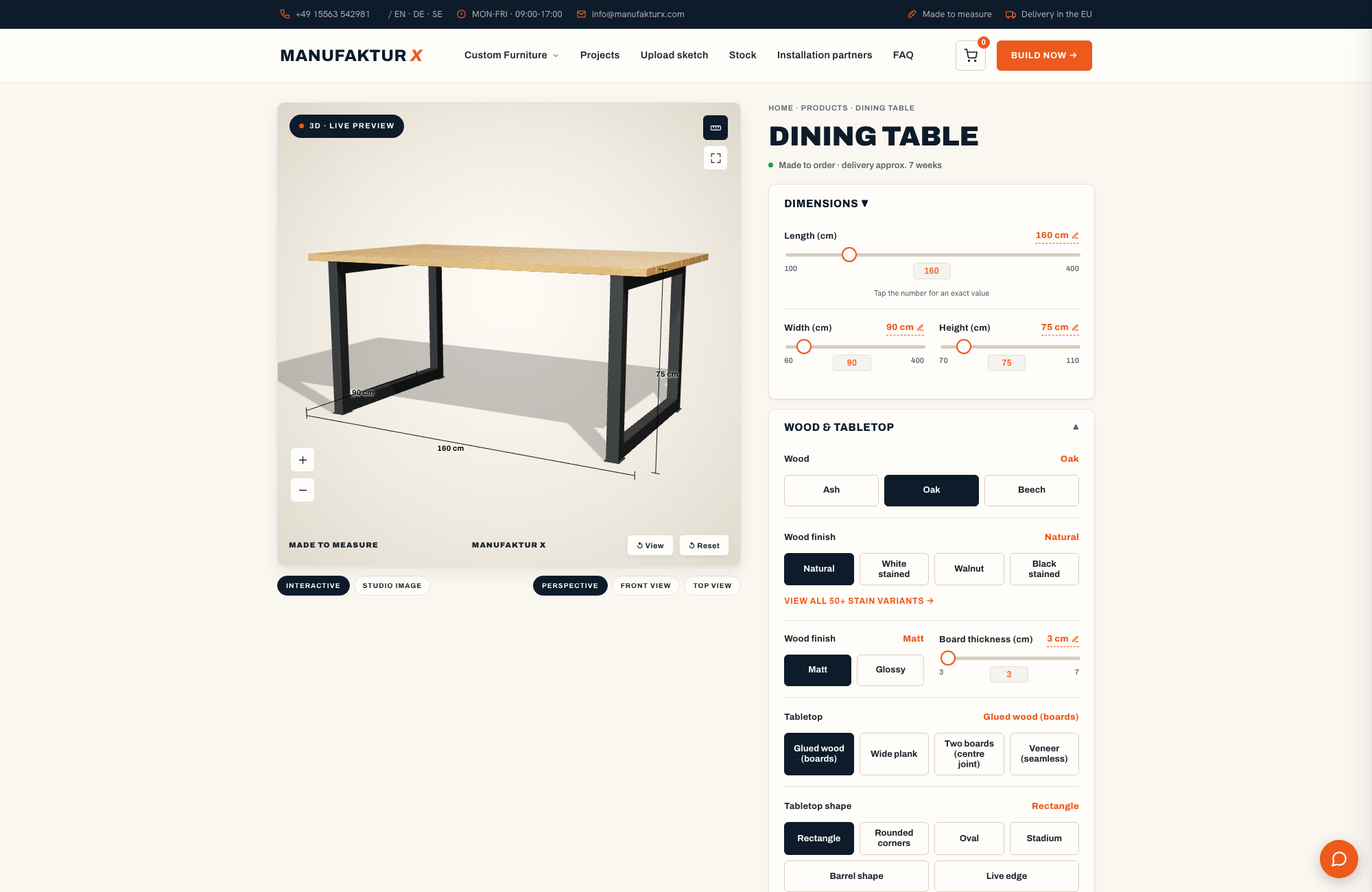 Dining table - 3D-configurator, Manufaktur X