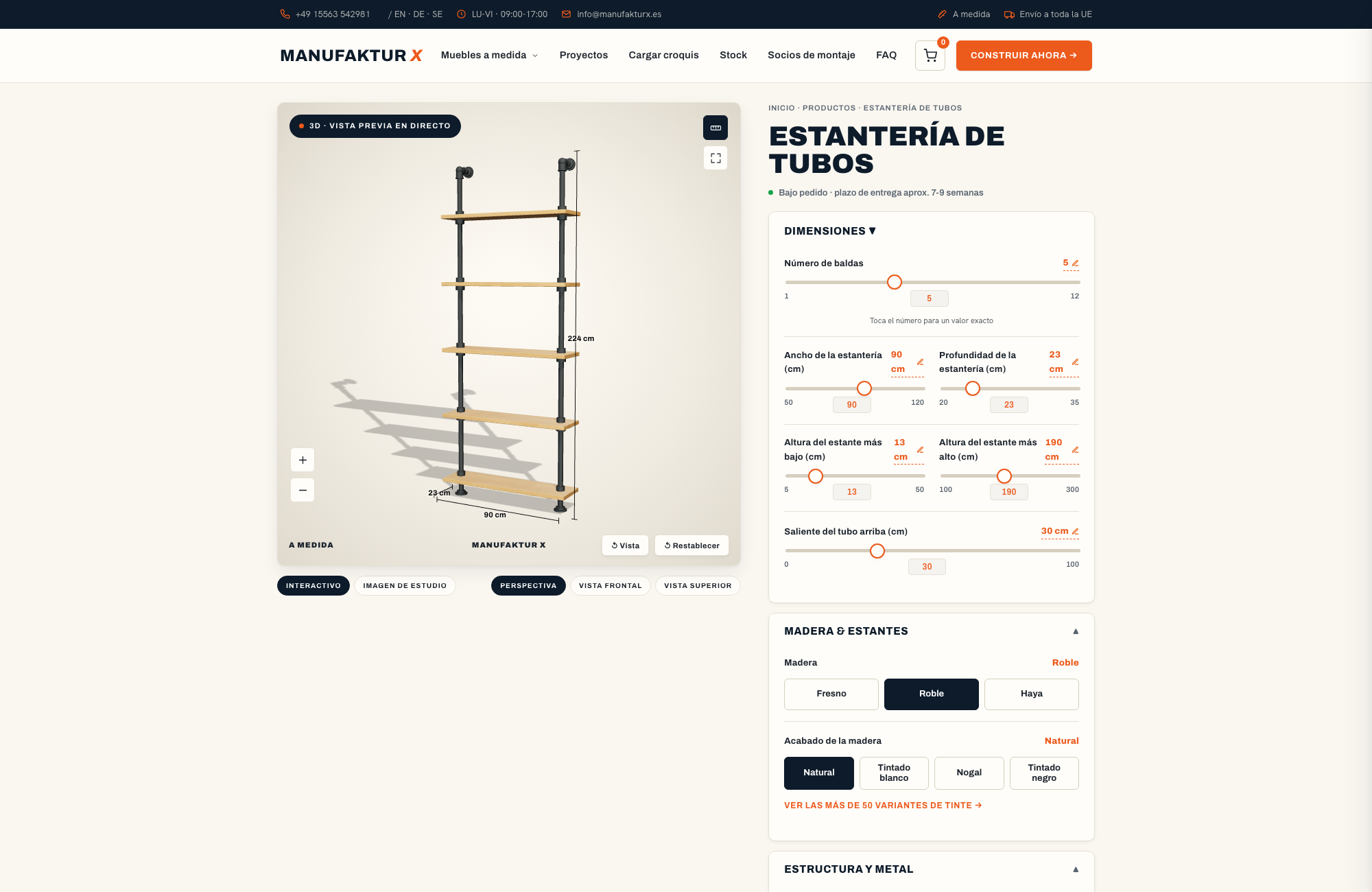 Estantería de tubos - 3D-configurador, Manufaktur X