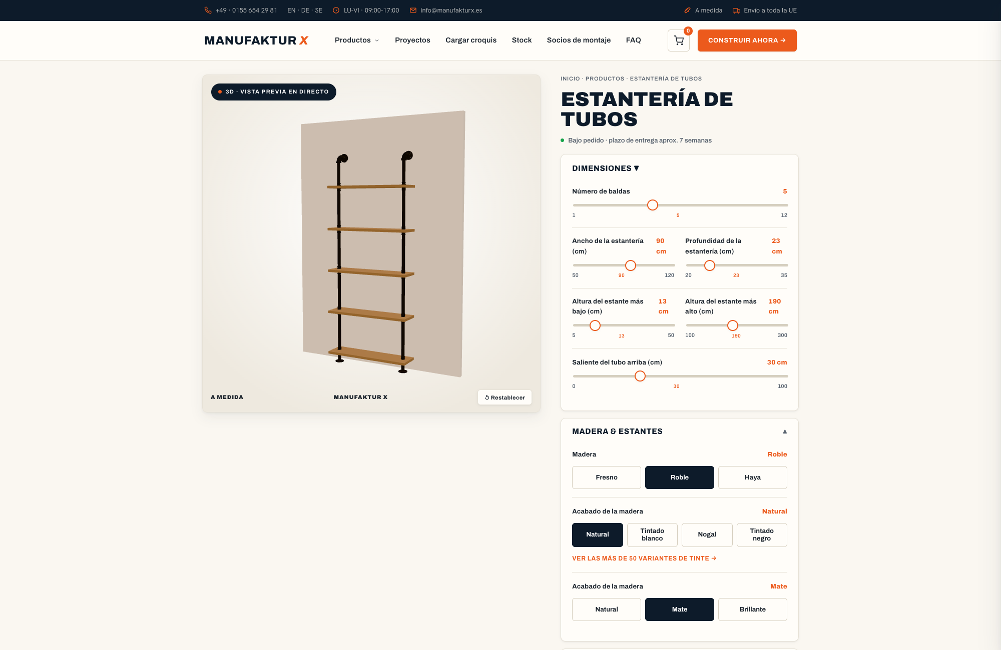 Estantería de tubos - 3D-configurador, Manufaktur X