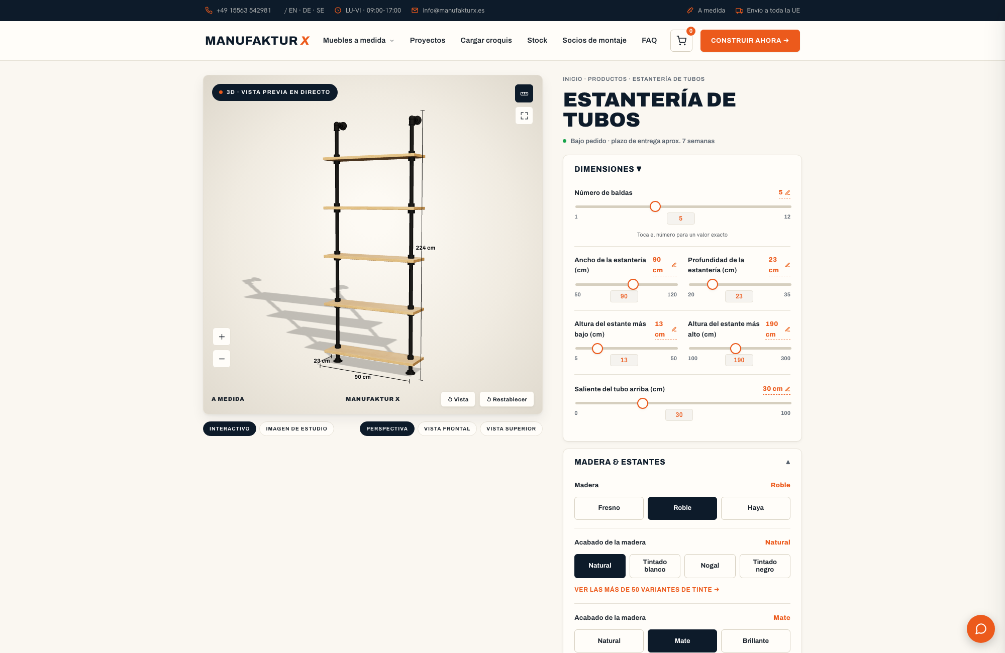Estantería de tubos - 3D-configurador, Manufaktur X