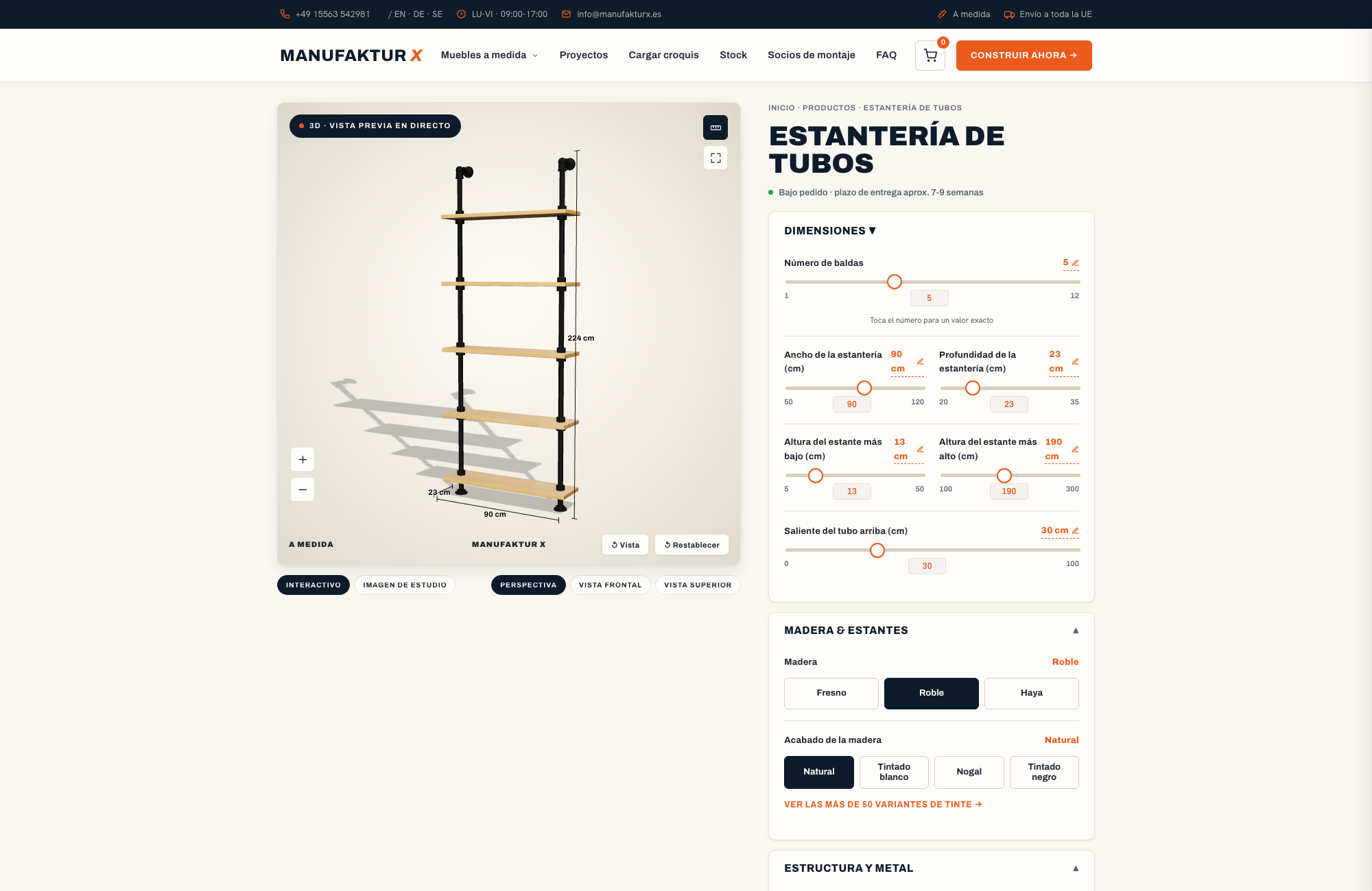Estantería de tubos - 3D-configurador, Manufaktur X