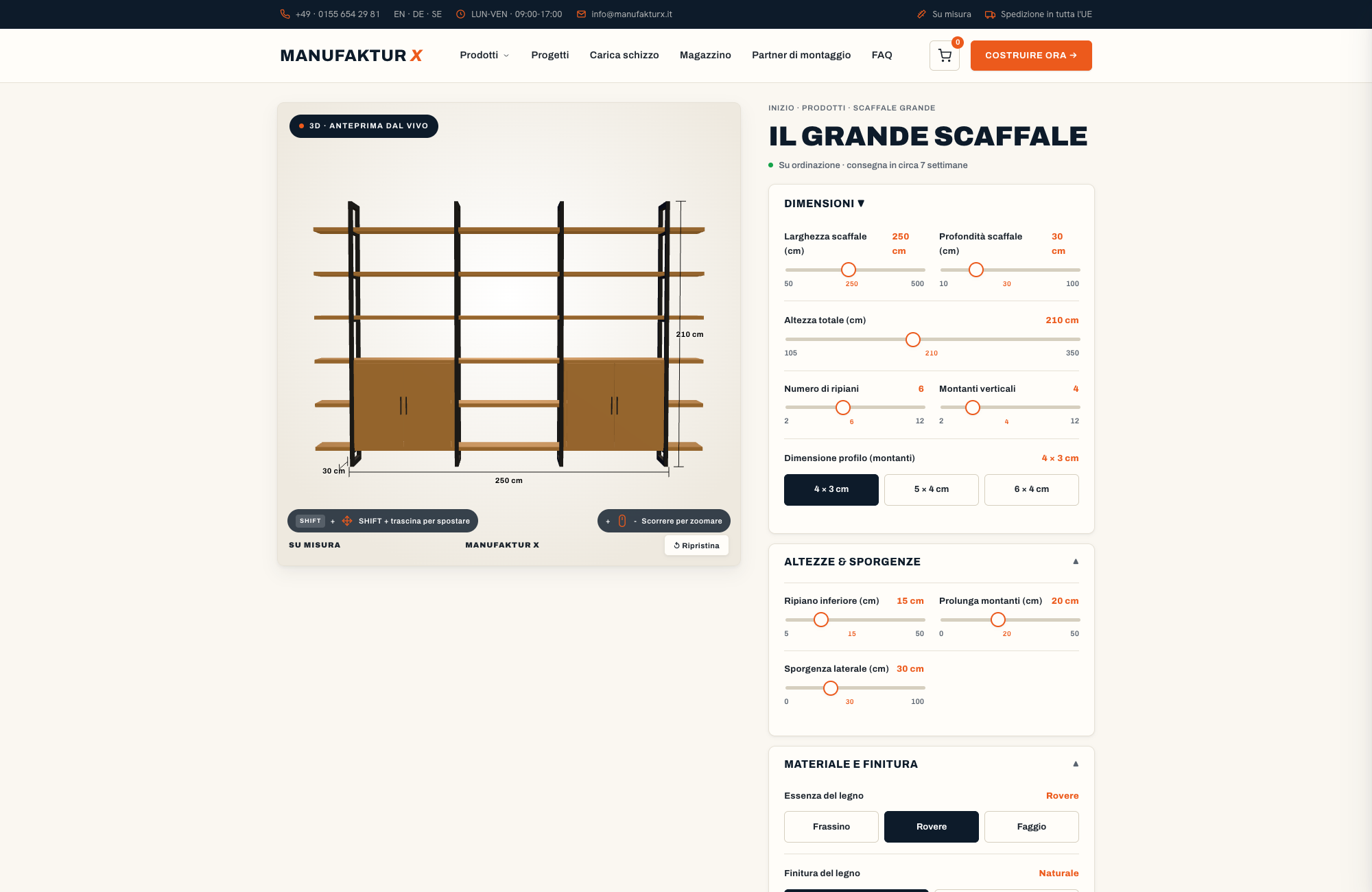 Il grande scaffale - 3D-configuratore, Manufaktur X
