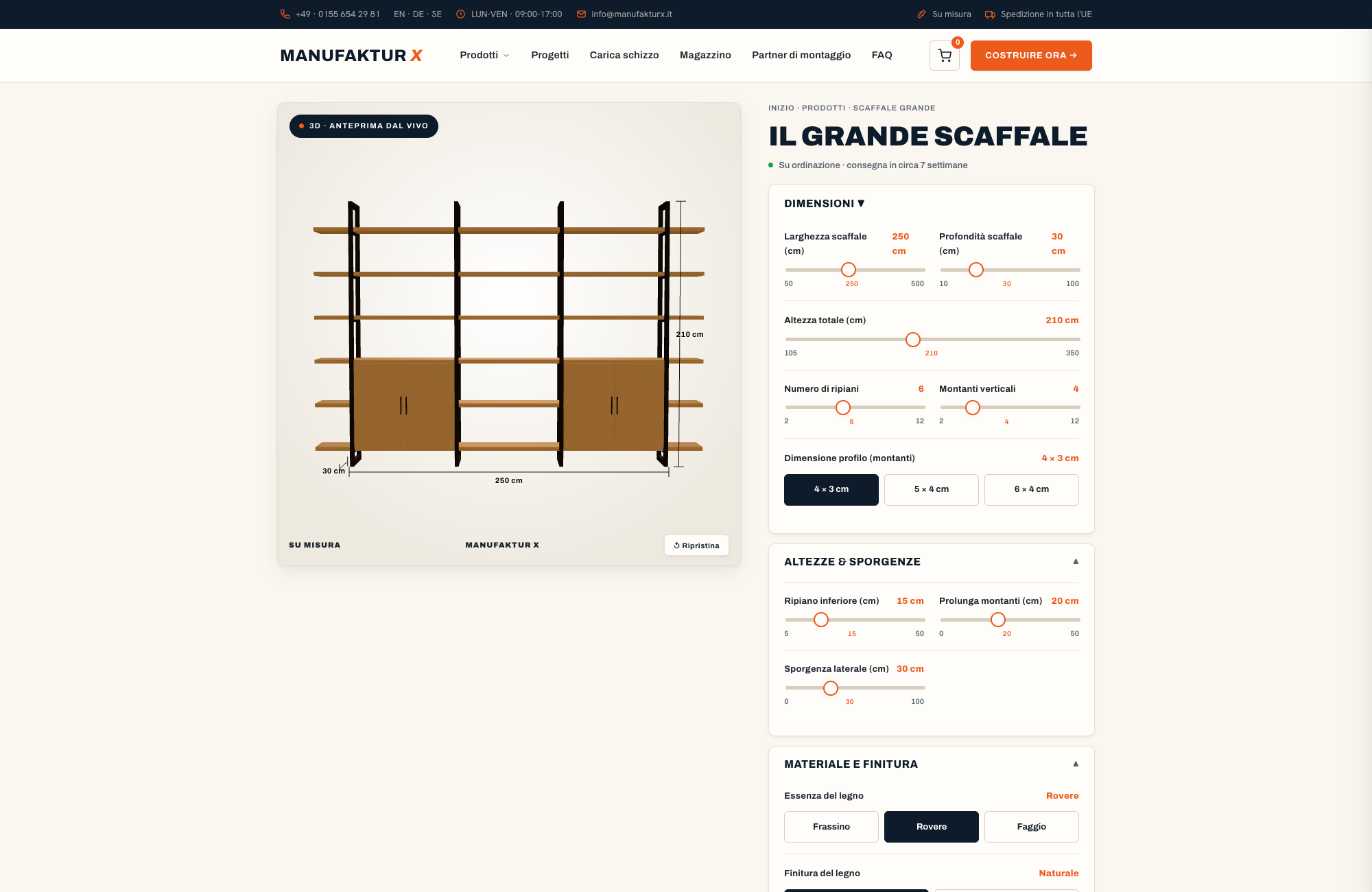 Il grande scaffale - 3D-configuratore, Manufaktur X