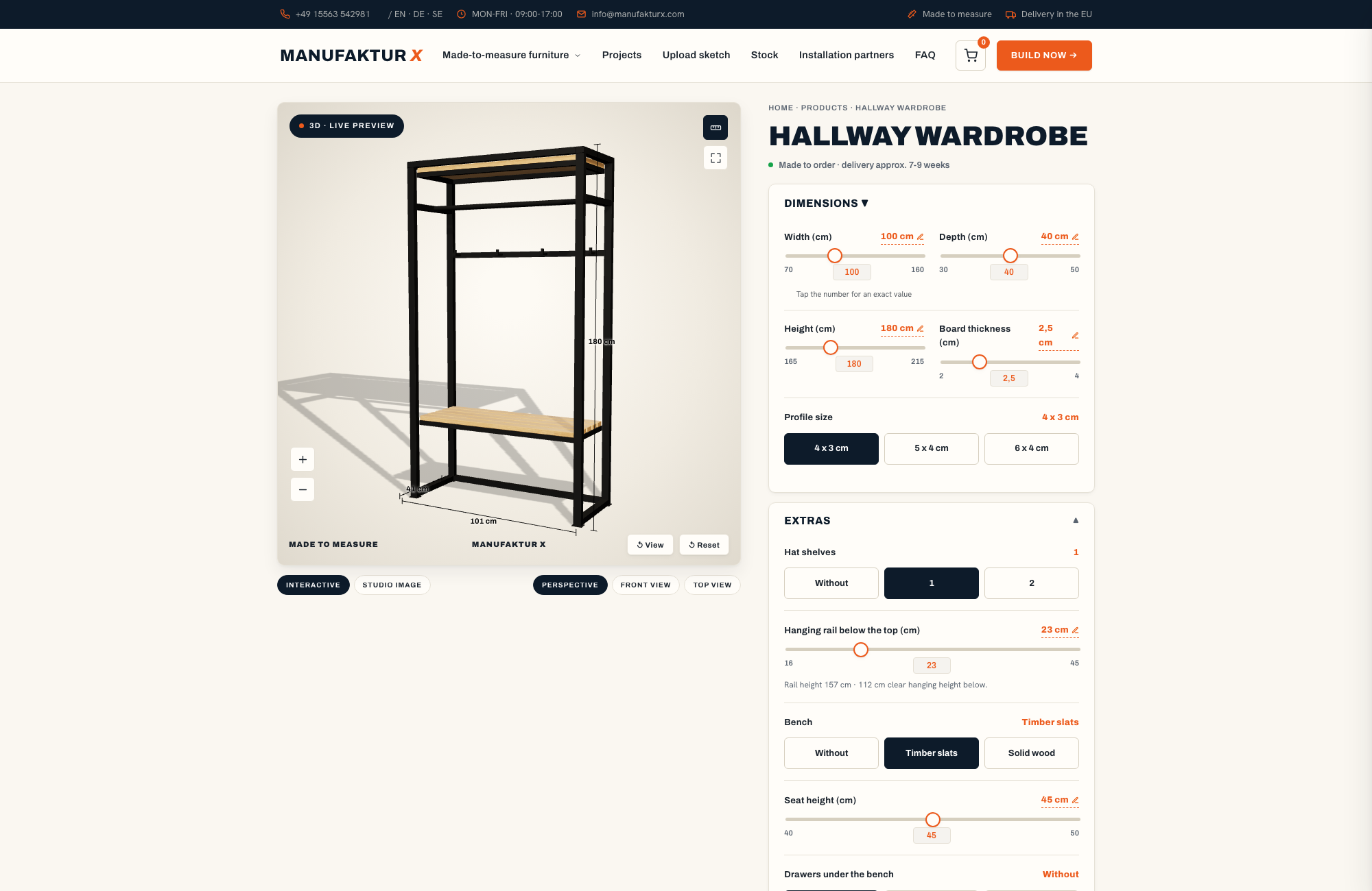 Hallway Wardrobe - 3D-configurator, Manufaktur X