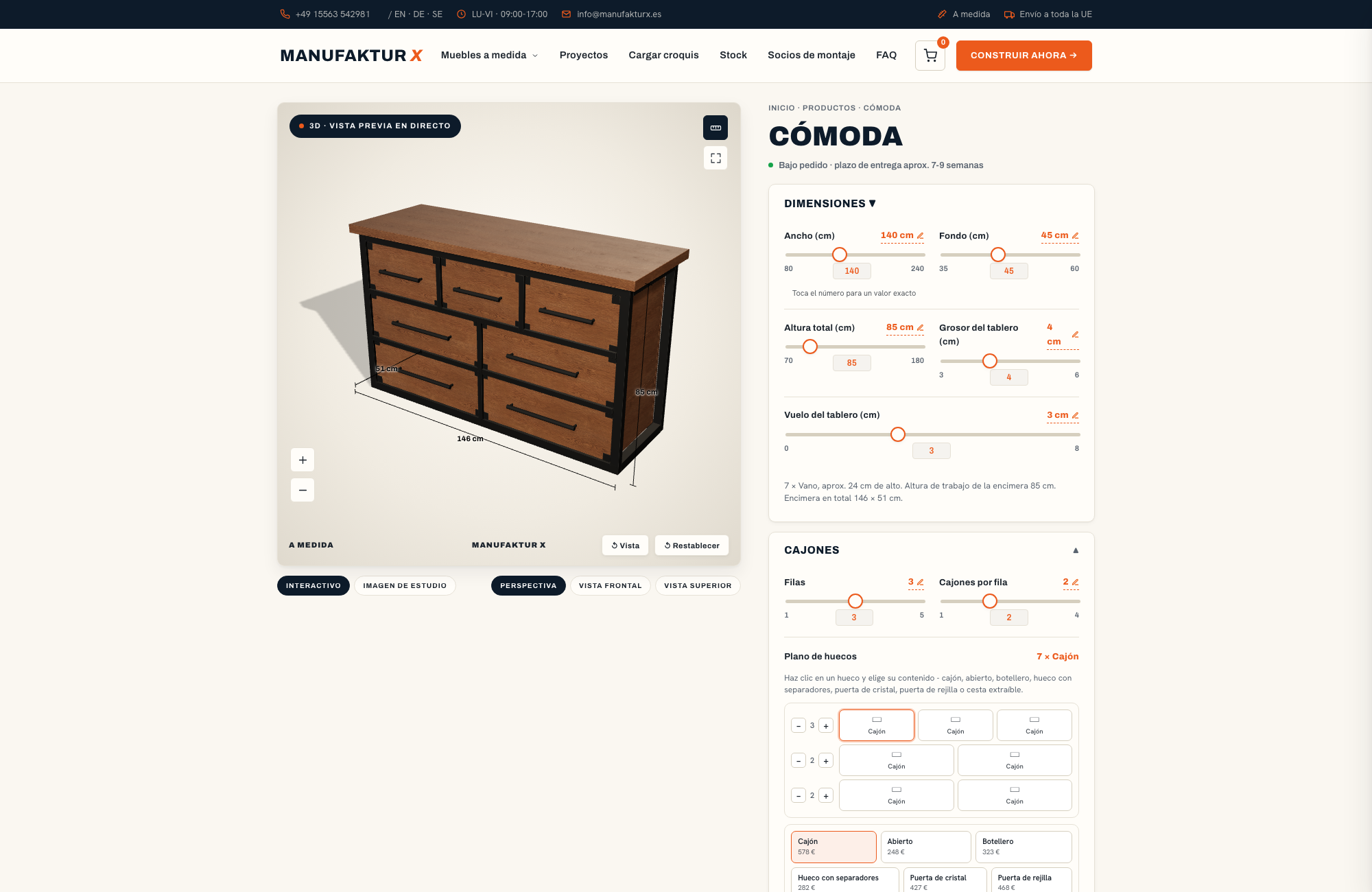 Cómoda - 3D-configurador, Manufaktur X