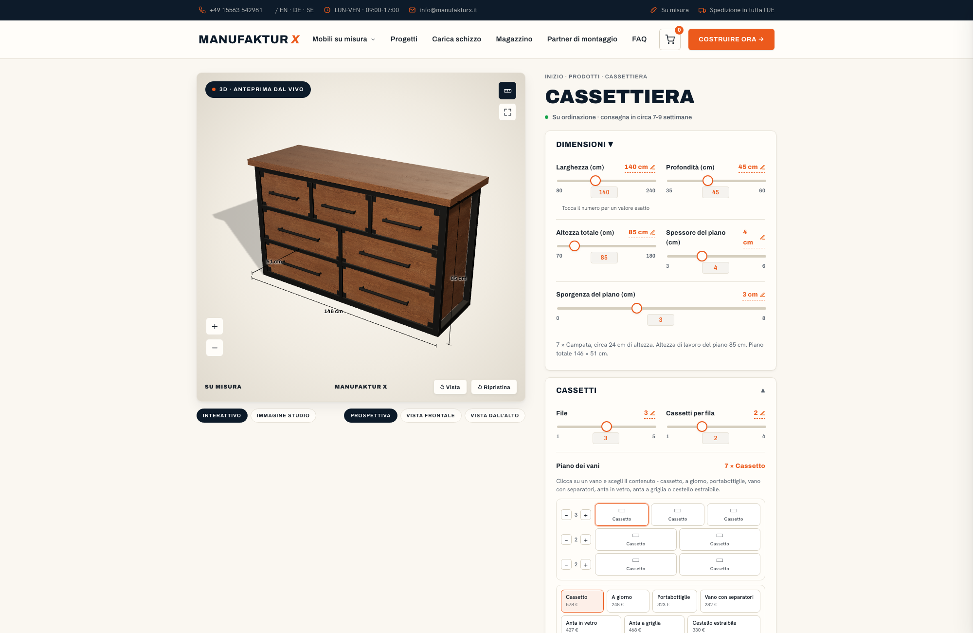 Cassettiera - 3D-configuratore, Manufaktur X