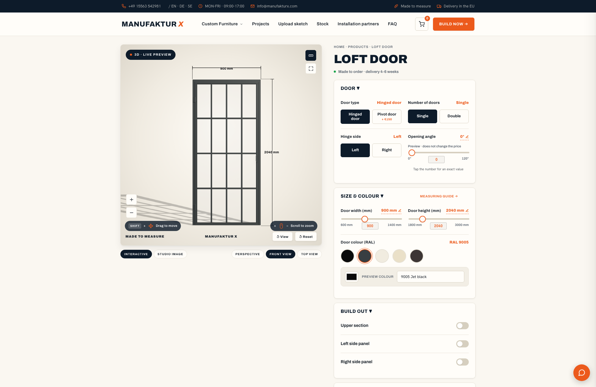 Loft door - 3D-configurator, Manufaktur X