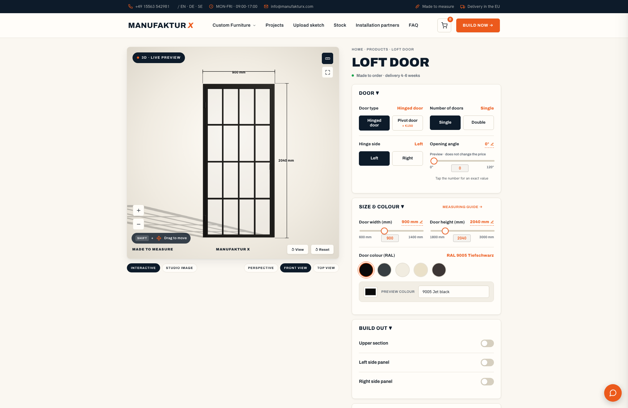 Loft door - 3D-configurator, Manufaktur X