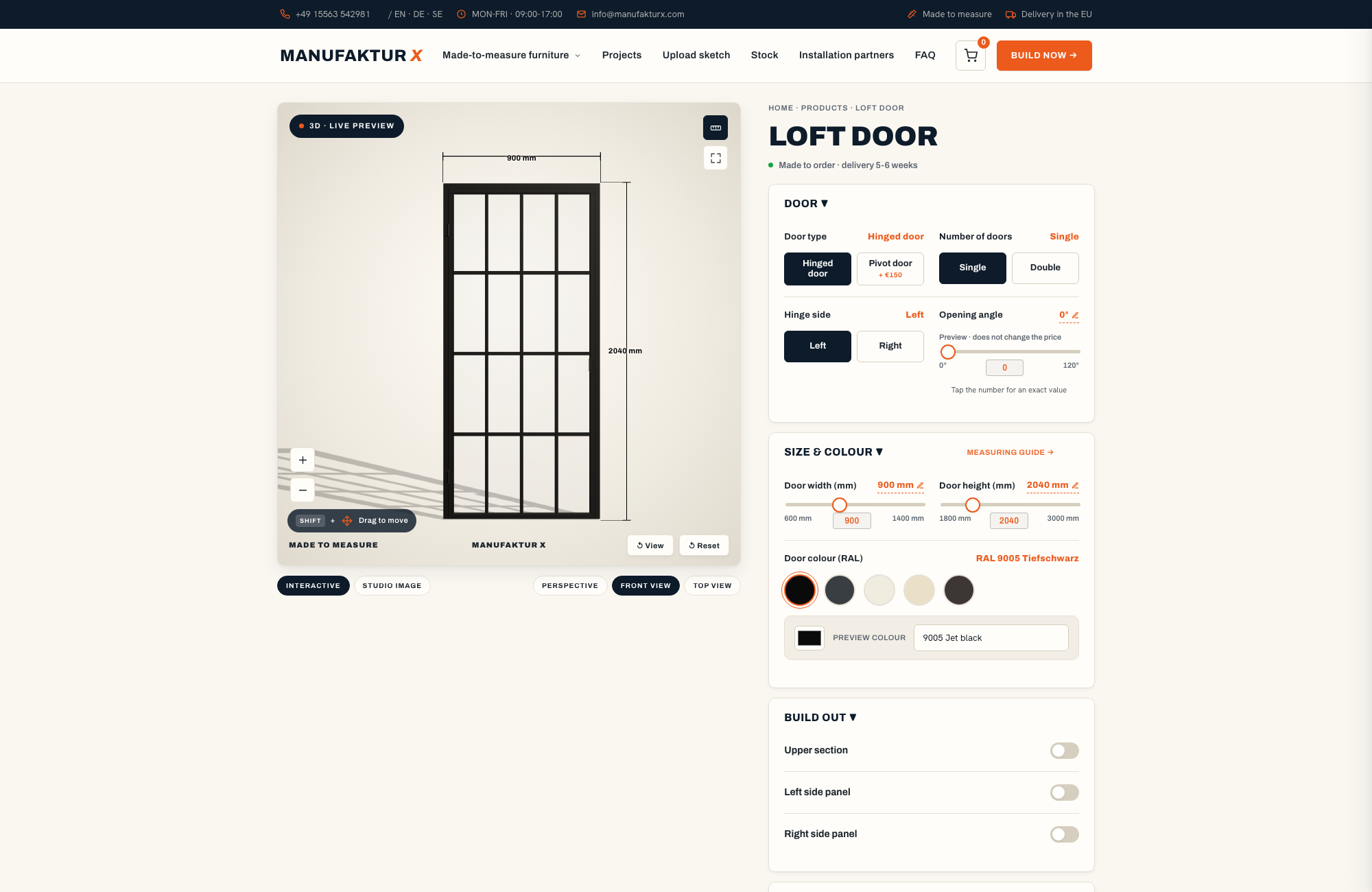 Loft door - 3D-configurator, Manufaktur X