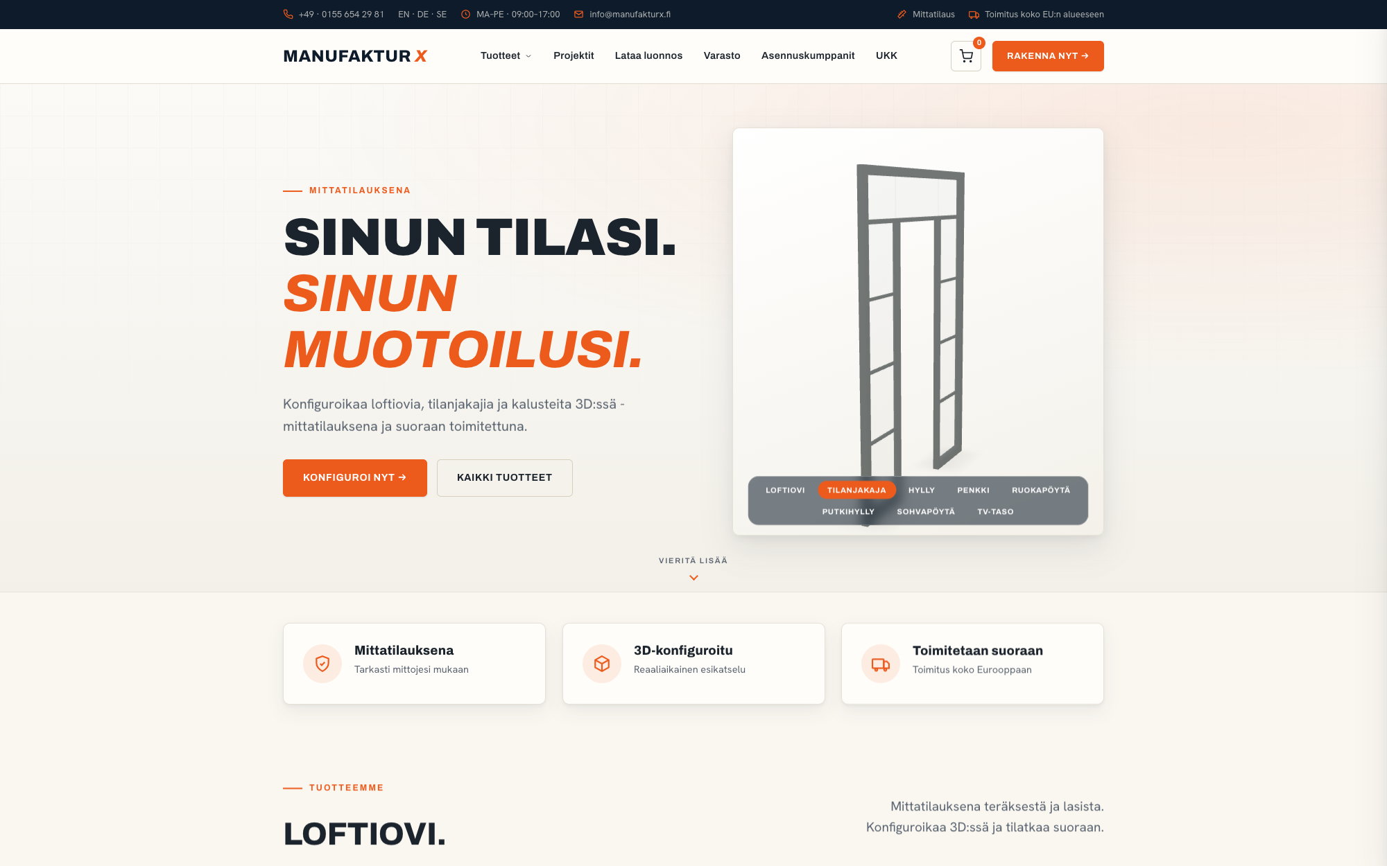 Manufaktur X - mittatilaustyönä valmistetut teräs- ja lasihuonekalut 3D-konfiguraattorissa - Lofttür