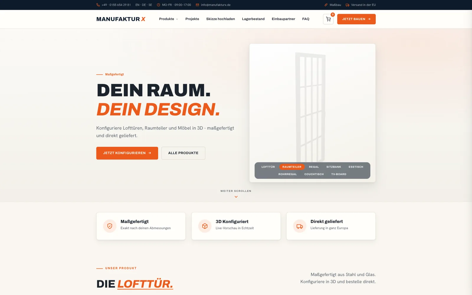 Manufaktur X - maßgefertigte Möbel aus Stahl, Glas und Massivholz im 3D-Konfigurator