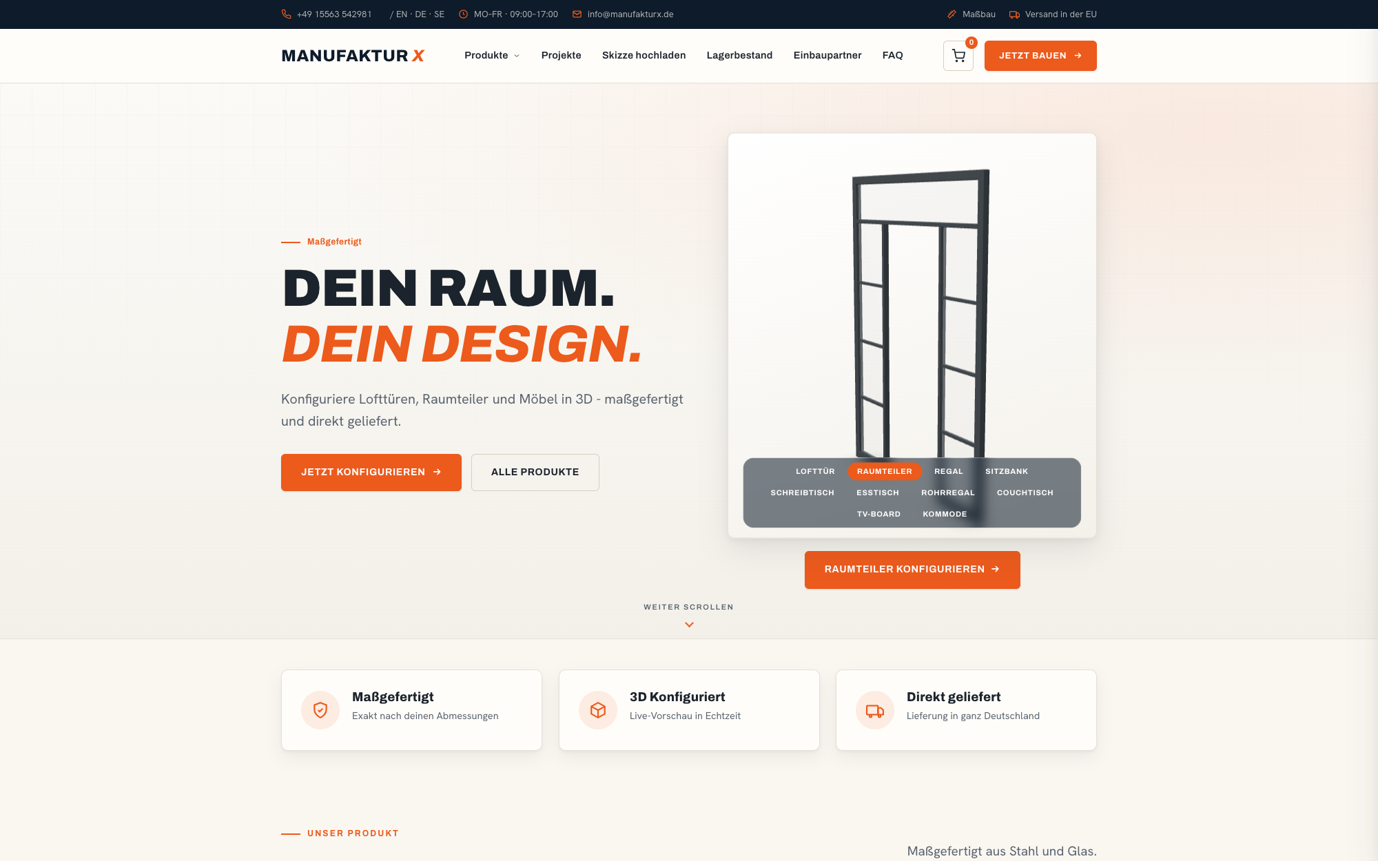 Manufaktur X - maßgefertigte Möbel aus Stahl, Glas und Massivholz im 3D-Konfigurator - Lofttür