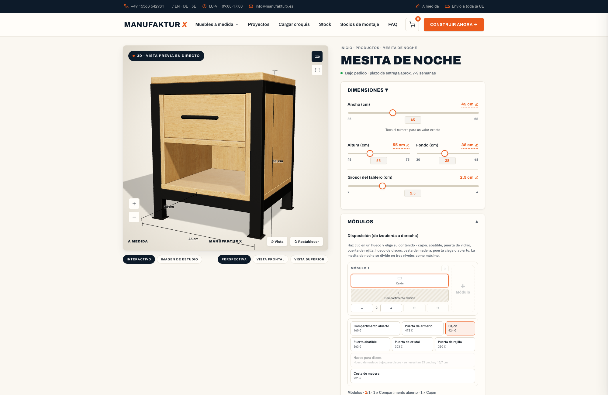 Mesita de noche - 3D-configurador, Manufaktur X