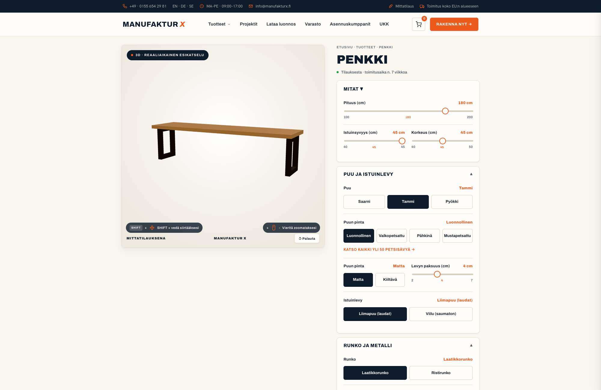 Penkki - 3D-konfiguraattori, Manufaktur X