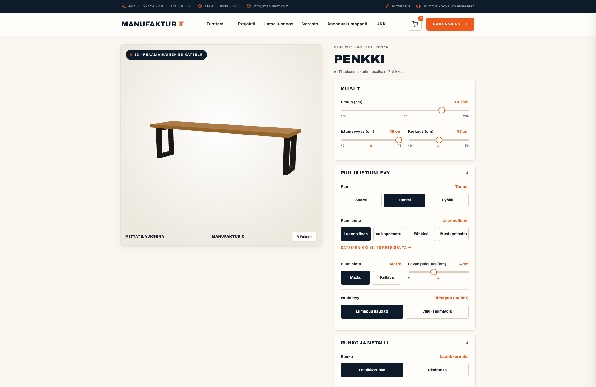 Penkki - 3D-konfiguraattori, Manufaktur X