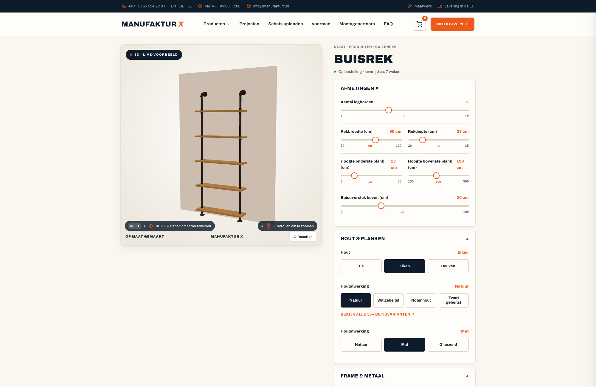 Buisrek - 3D-configurator, Manufaktur X