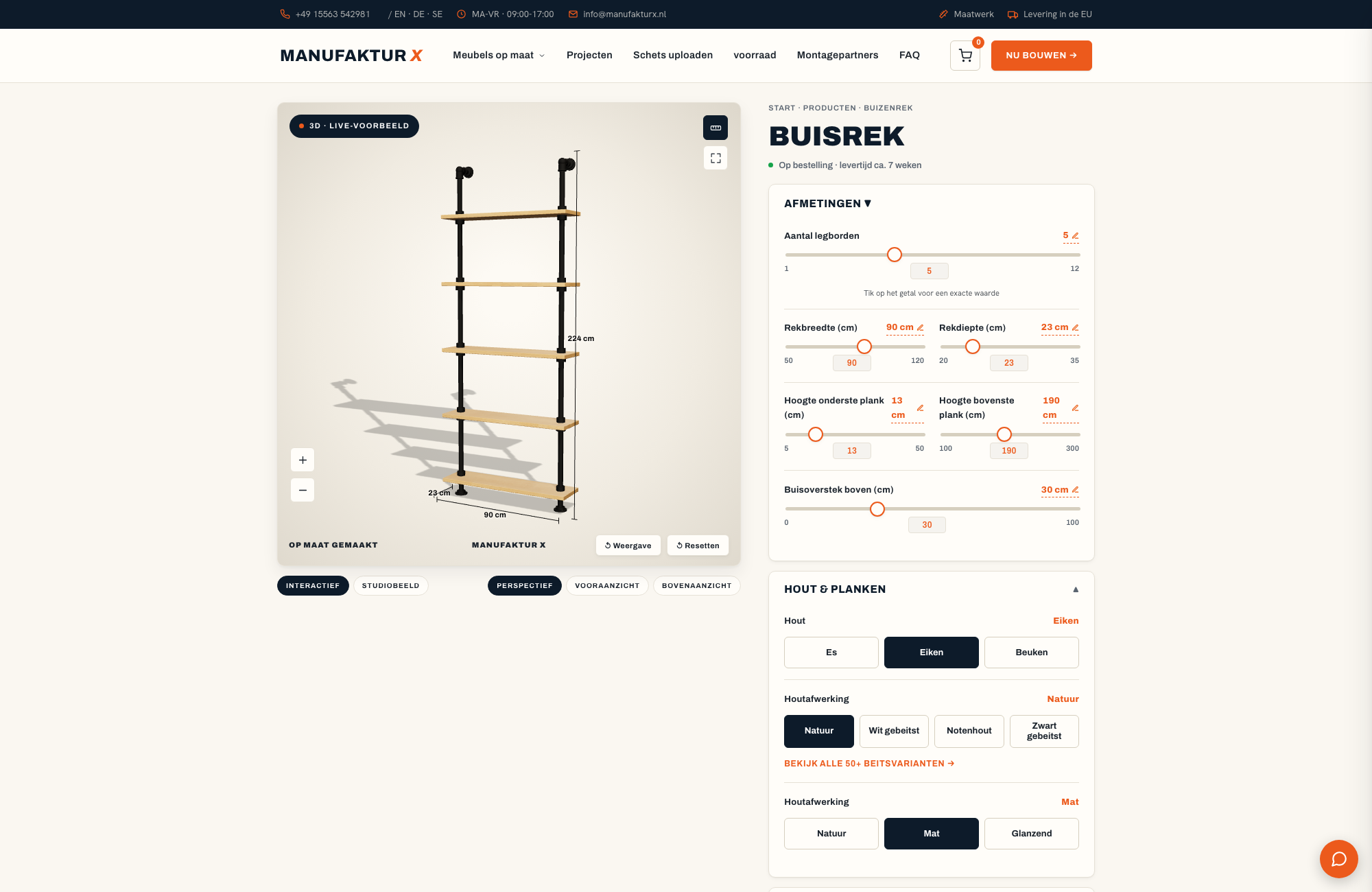 Buisrek - 3D-configurator, Manufaktur X