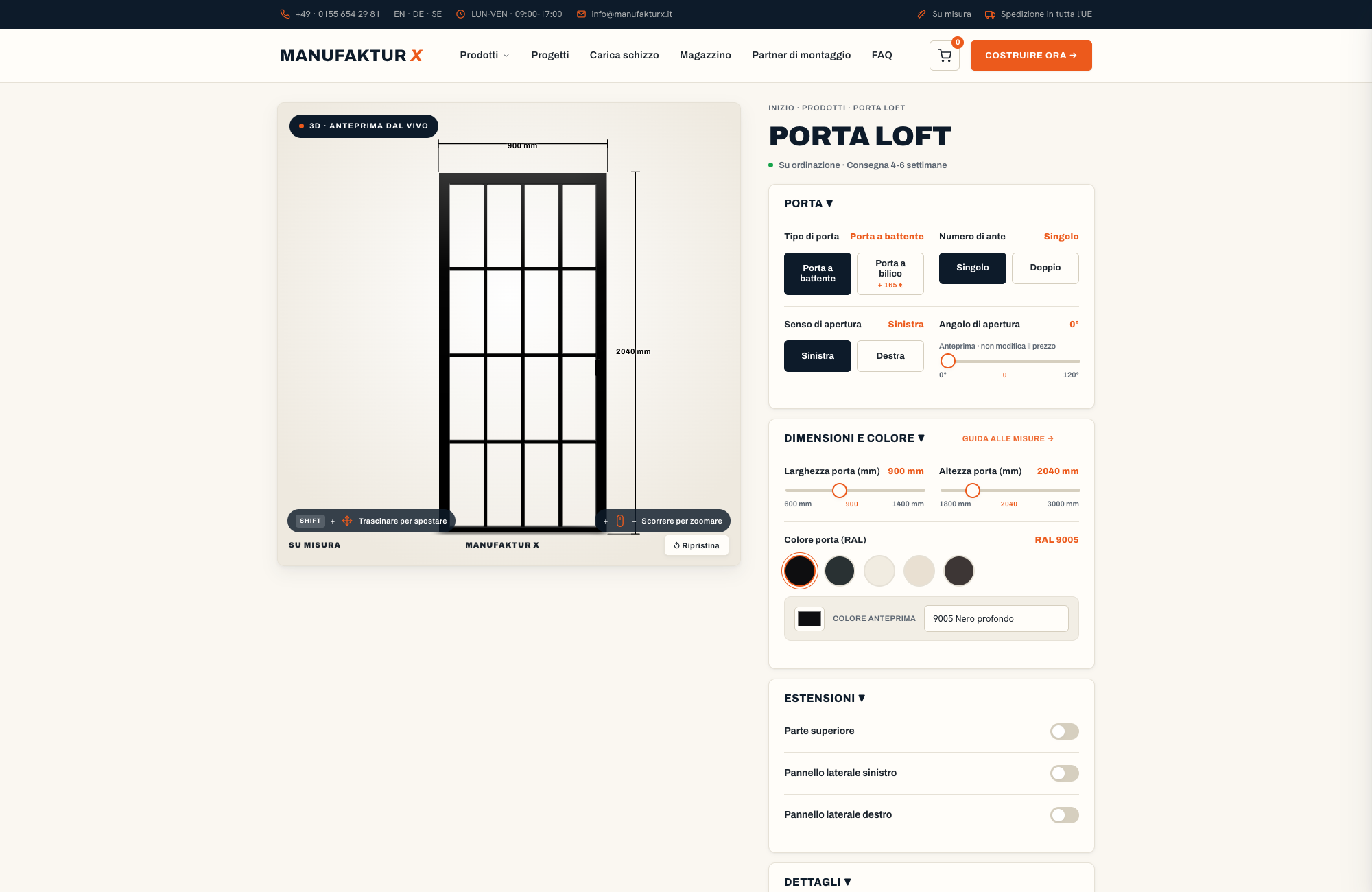 Porta loft - 3D-configuratore, Manufaktur X
