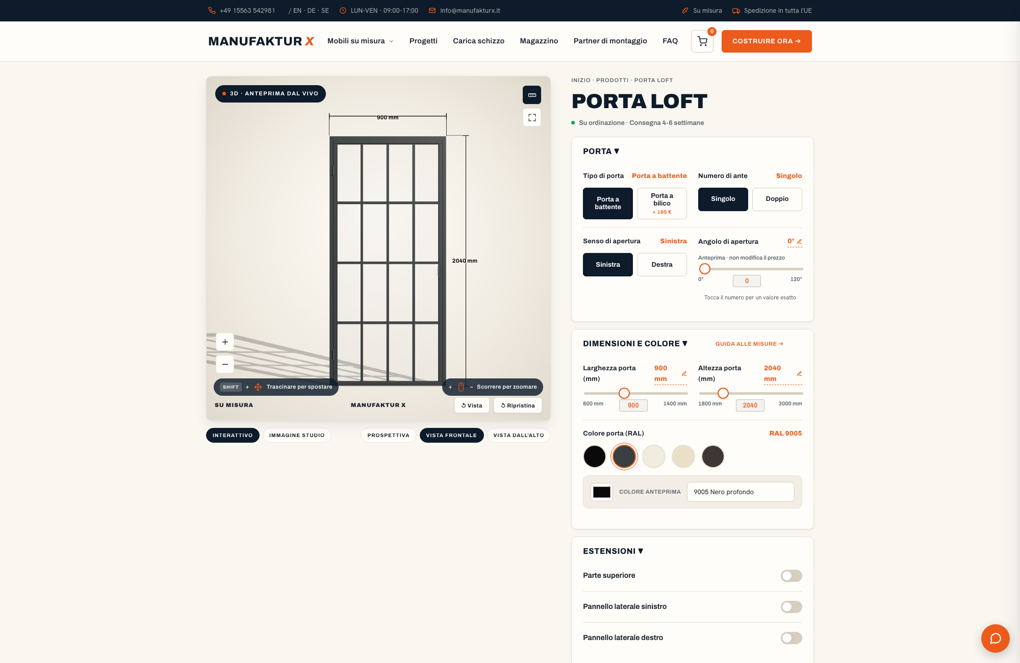 Porta loft - 3D-configuratore, Manufaktur X