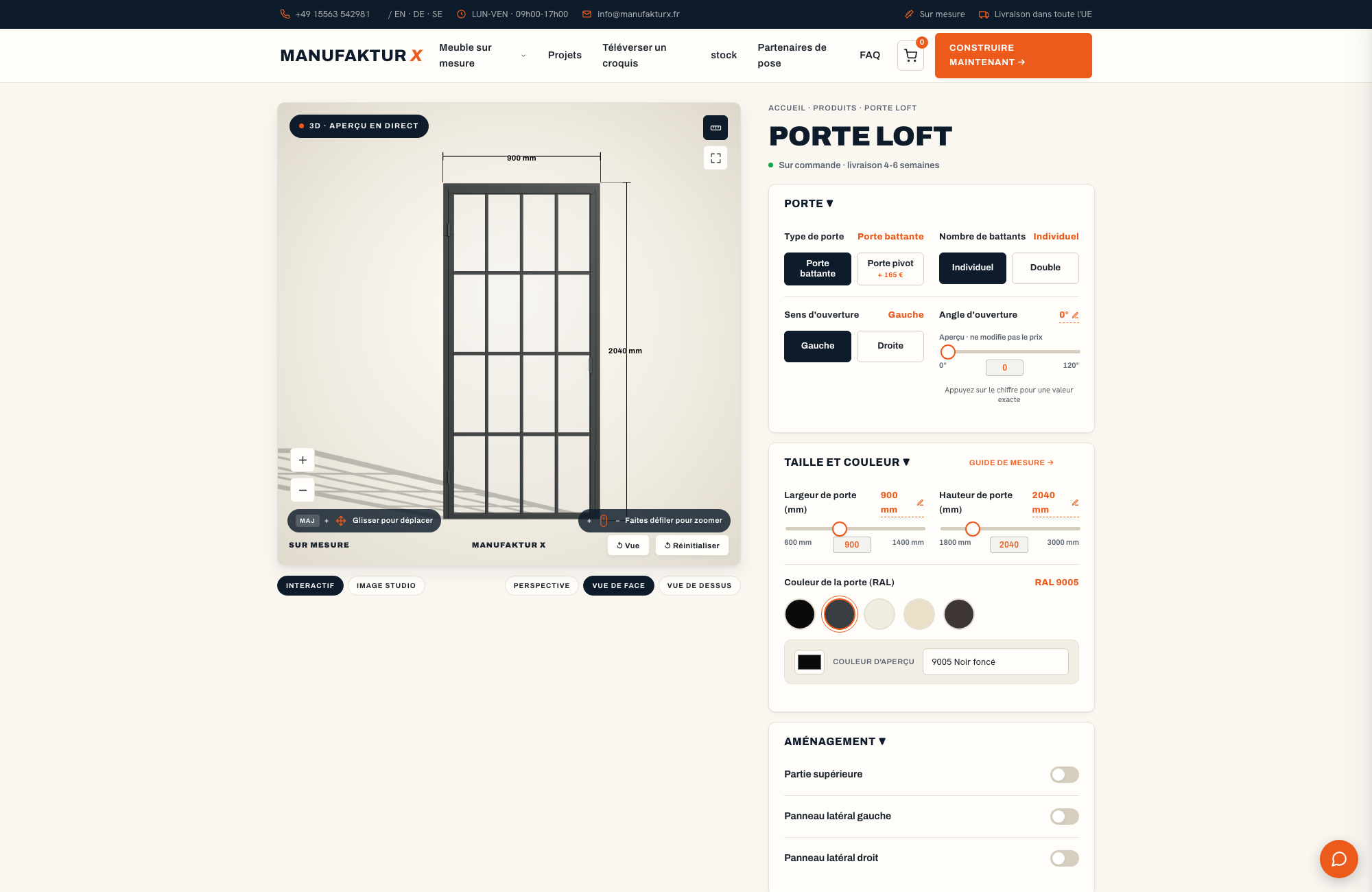 Porte loft - 3D-configurateur, Manufaktur X