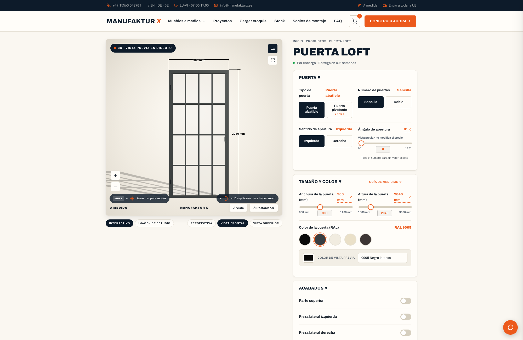 Puerta loft - 3D-configurador, Manufaktur X