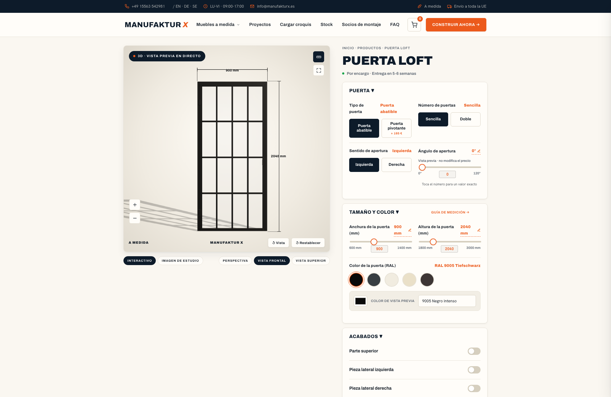 Puerta loft - 3D-configurador, Manufaktur X