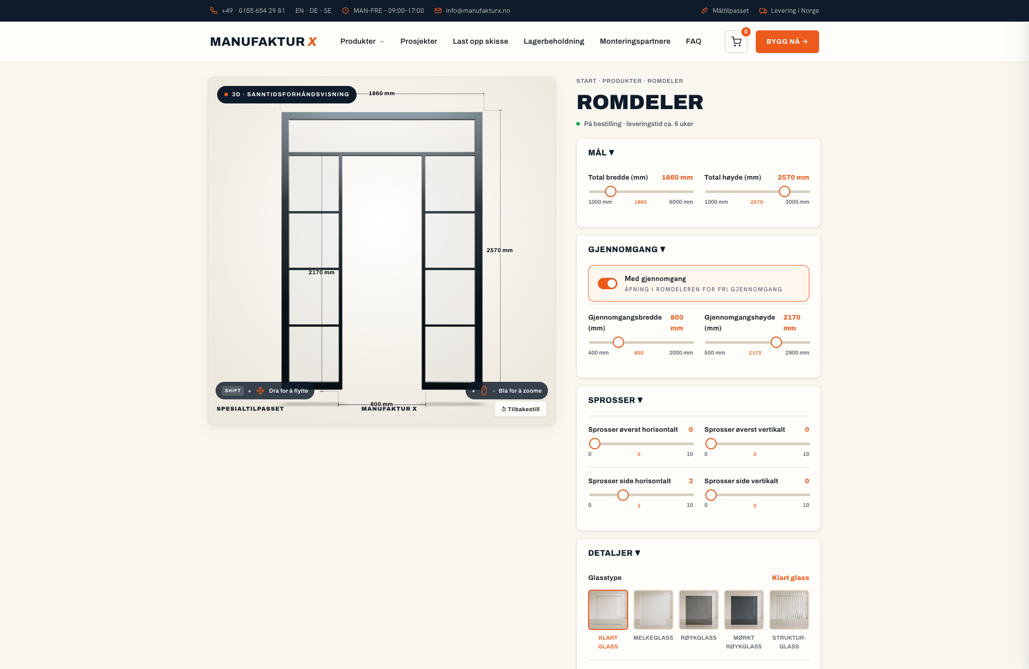 Romdeler - 3D-konfigurator, Manufaktur X
