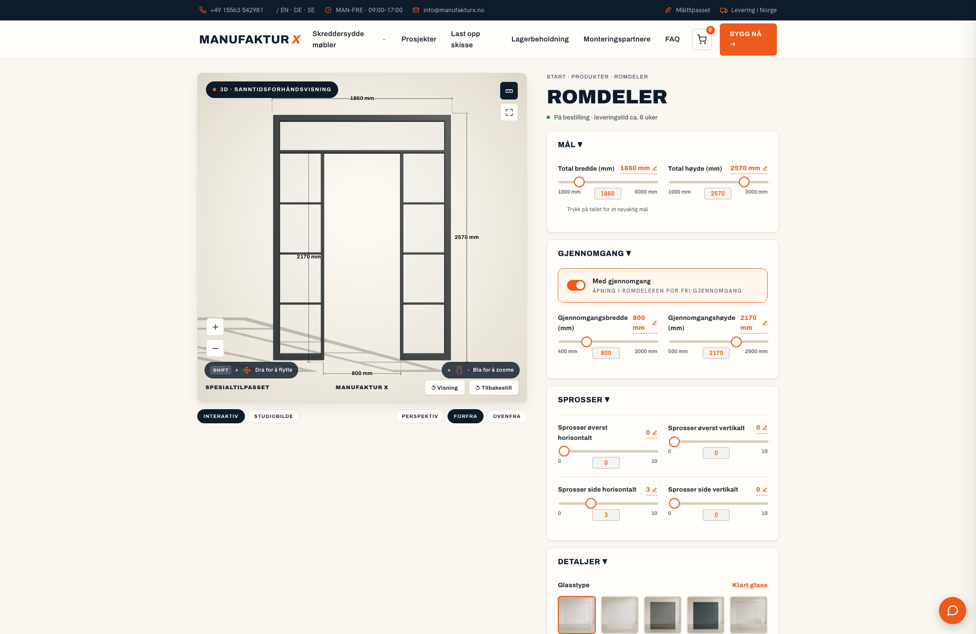 Romdeler - 3D-konfigurator, Manufaktur X