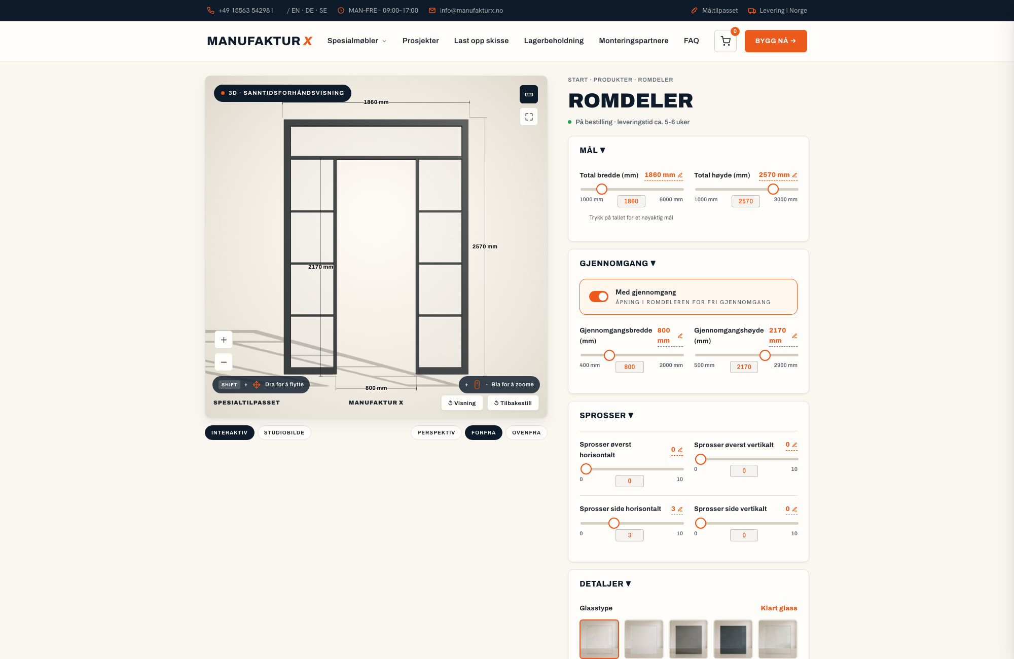 Romdeler - 3D-konfigurator, Manufaktur X