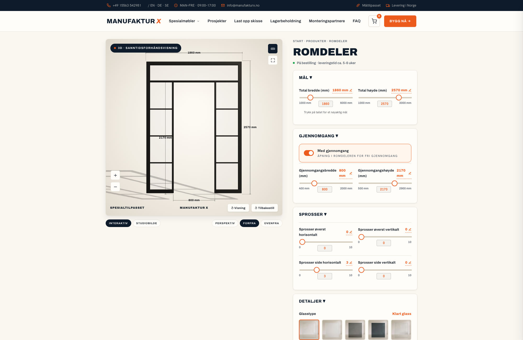 Romdeler - 3D-konfigurator, Manufaktur X