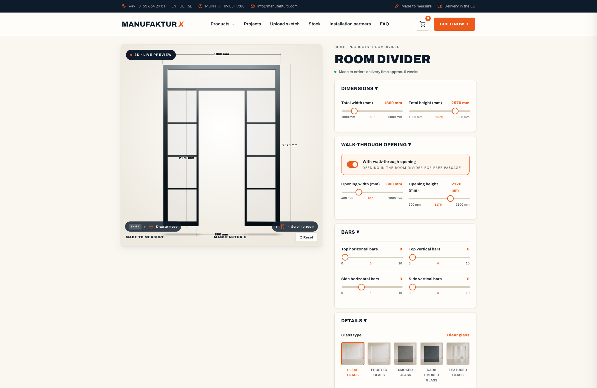 Room divider - 3D-configurator, Manufaktur X