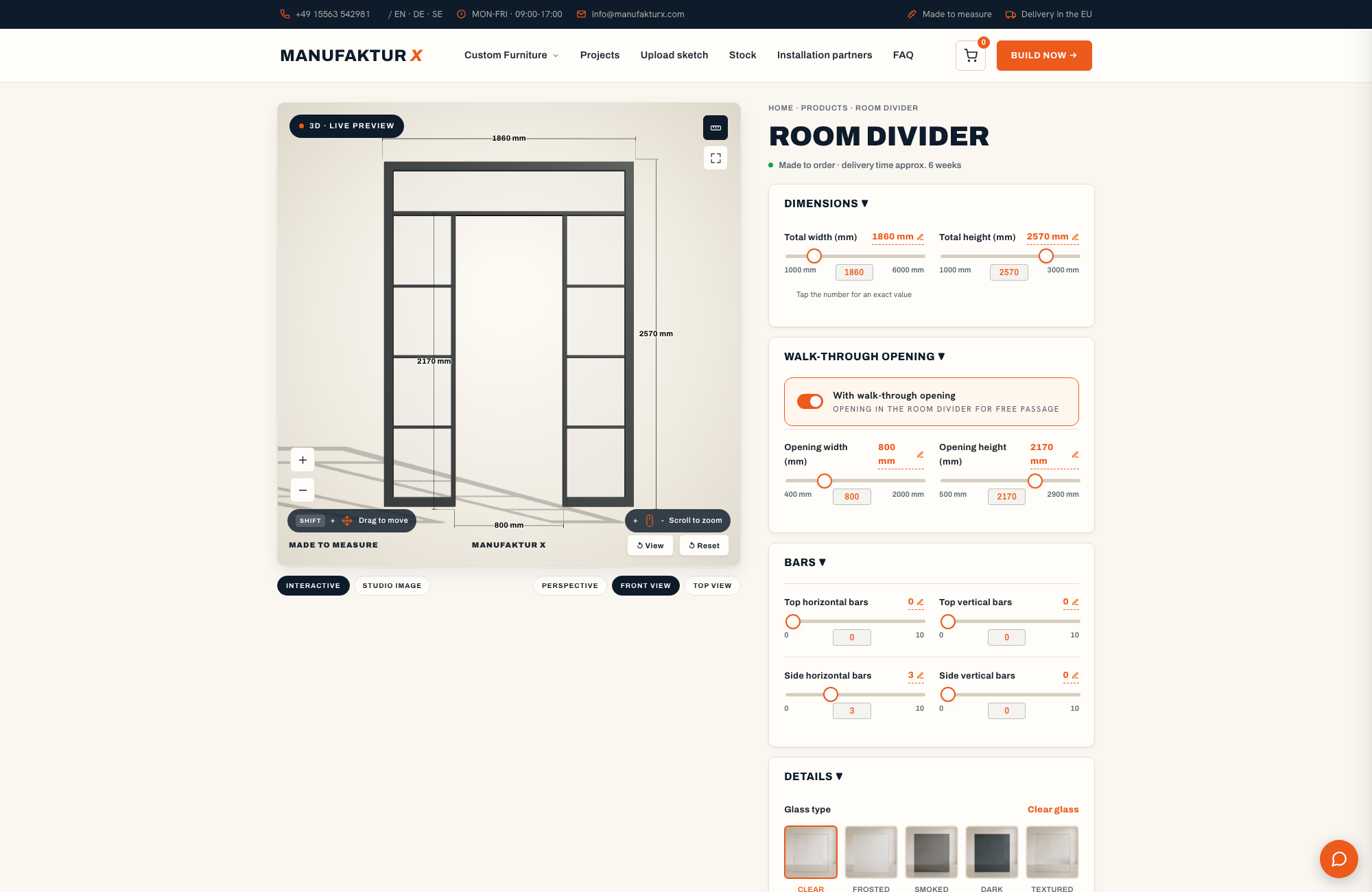 Room divider - 3D-configurator, Manufaktur X