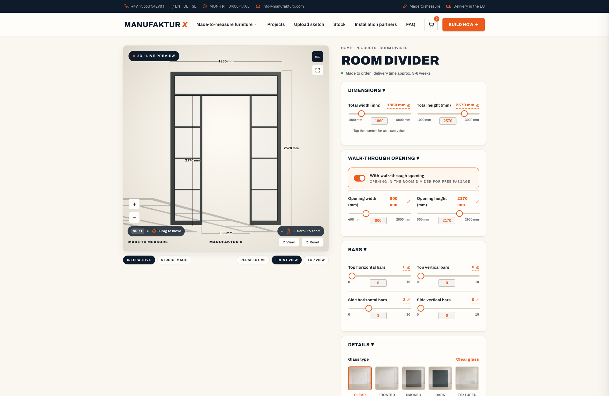 Room divider - 3D-configurator, Manufaktur X