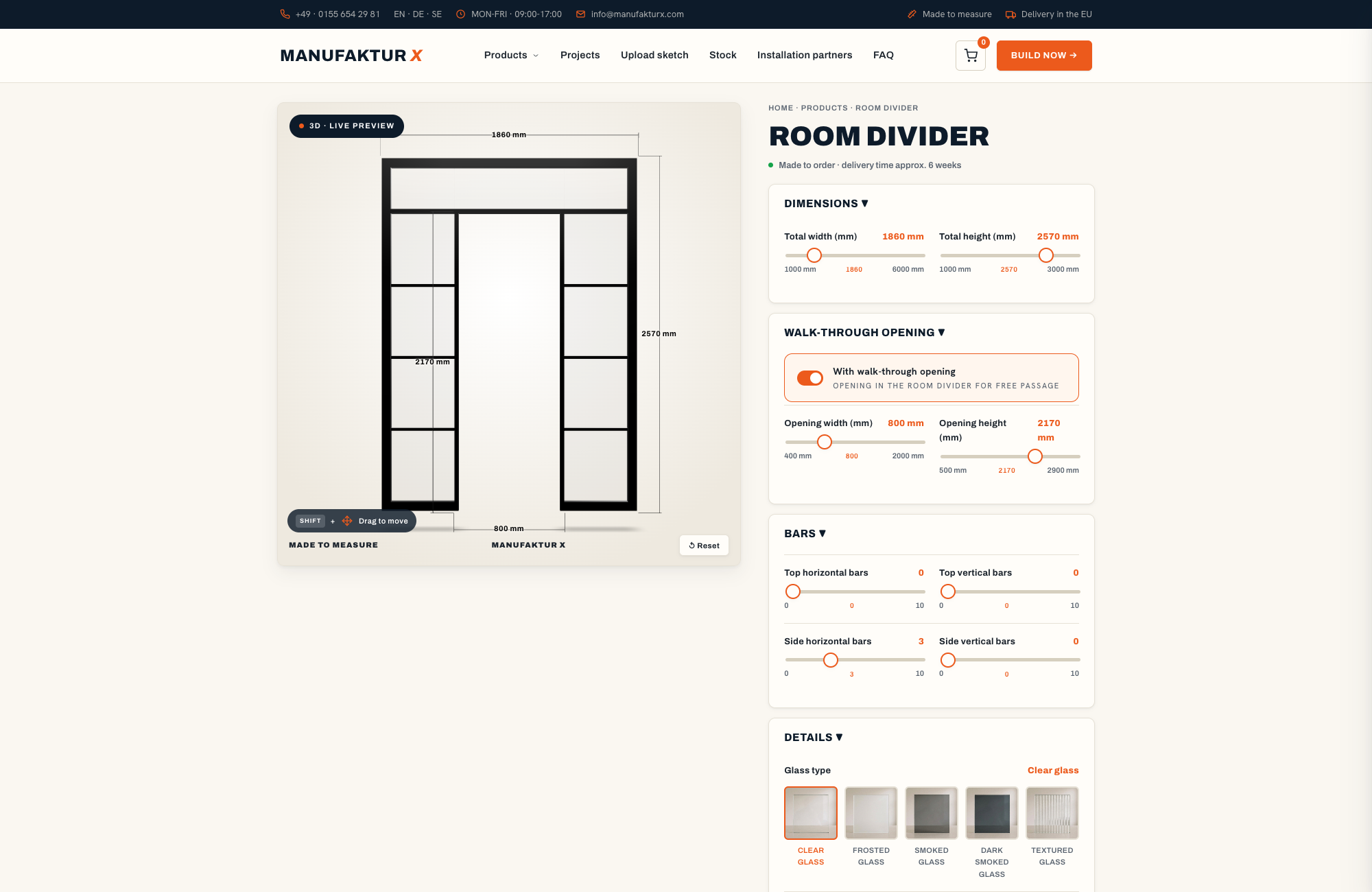 Room divider - 3D-configurator, Manufaktur X