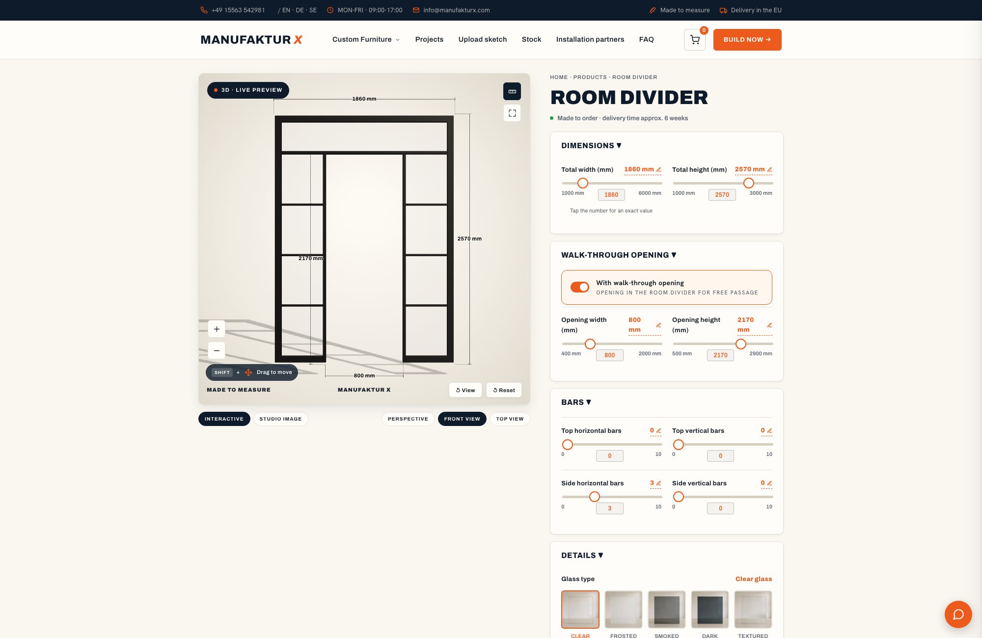 Room divider - 3D-configurator, Manufaktur X